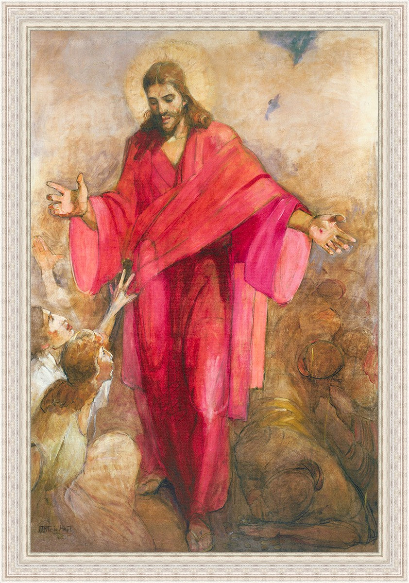 Large Christ in Red Robe Wall Art - Religious Home Decor for Living Room, Bedroom & Church