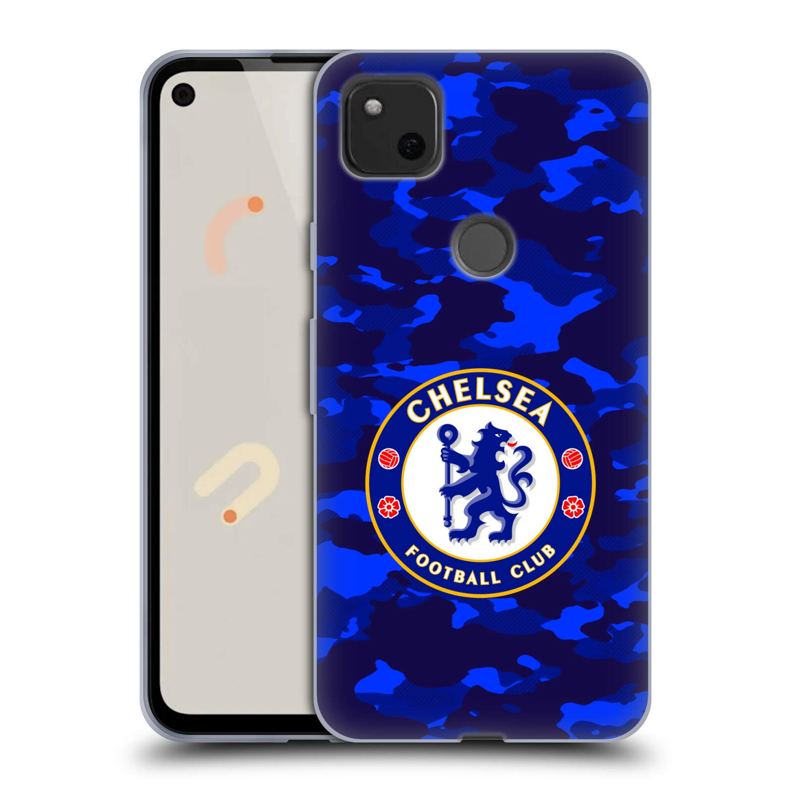 Chelsea FC Camo Gel Case for Google Pixel 4a - Officially Licensed Phone Cover for Football Fans