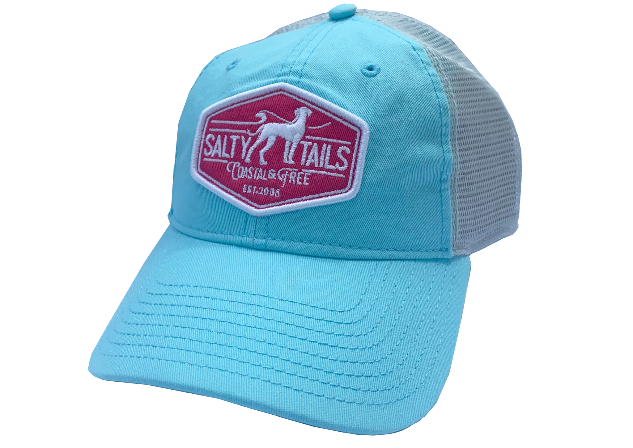 Salty Tails Surf Patch Trucker Hat - Vintage Style Mesh Back Baseball Cap for Surfing, Beach & Outdoor Adventures