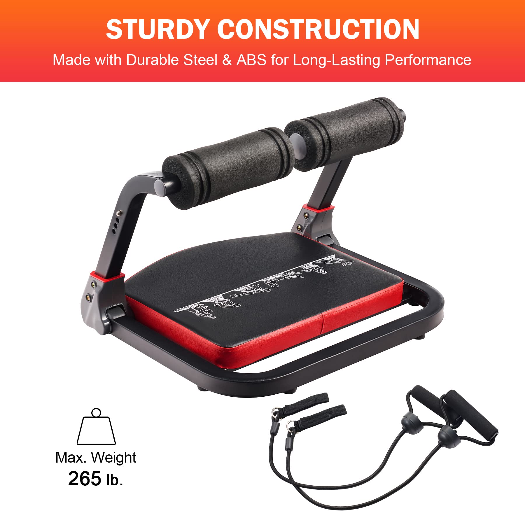 ZELUS 2-in-1 Ab Machine with Resistance Bands - Core Strength Trainer for Home Gym | Adjustable 4-Level Intensity with Rebound Assist | Full Body Workout Equipment for Abs, Arms & Legs | Perfect for Home Fitness, Small Spaces & Quick Workouts