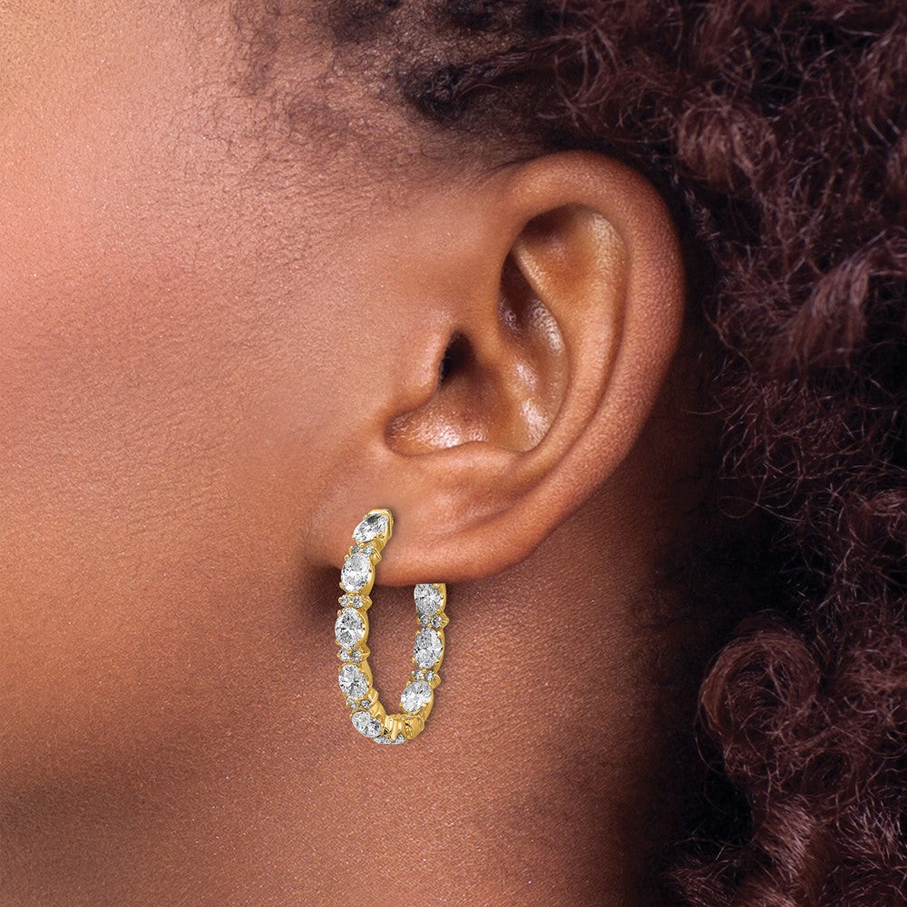 14K Gold Certified Oval & Round VS DEF Diamond Hoop Earrings for Women - Inside/Outside Wear - Model EM10588C LD | Perfect for Weddings, Parties & Everyday Elegance