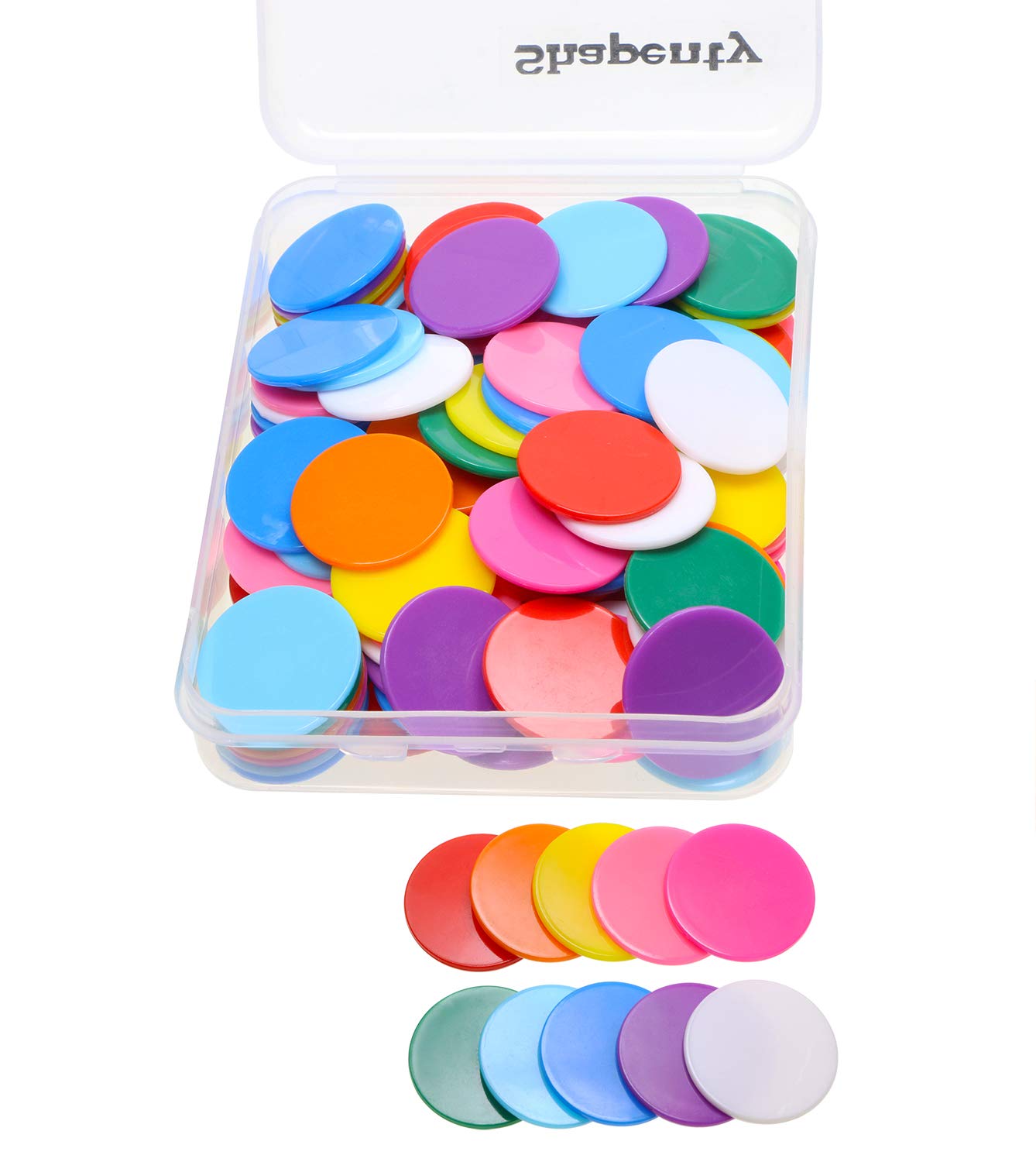 Shapenty 10-Color Plastic Counting Chips - 120pcs 1-Inch Math Manipulatives for Classroom & Poker Games | Includes Storage Box | Perfect for Math Practice, Bingo, Casino Nights & Educational Activities