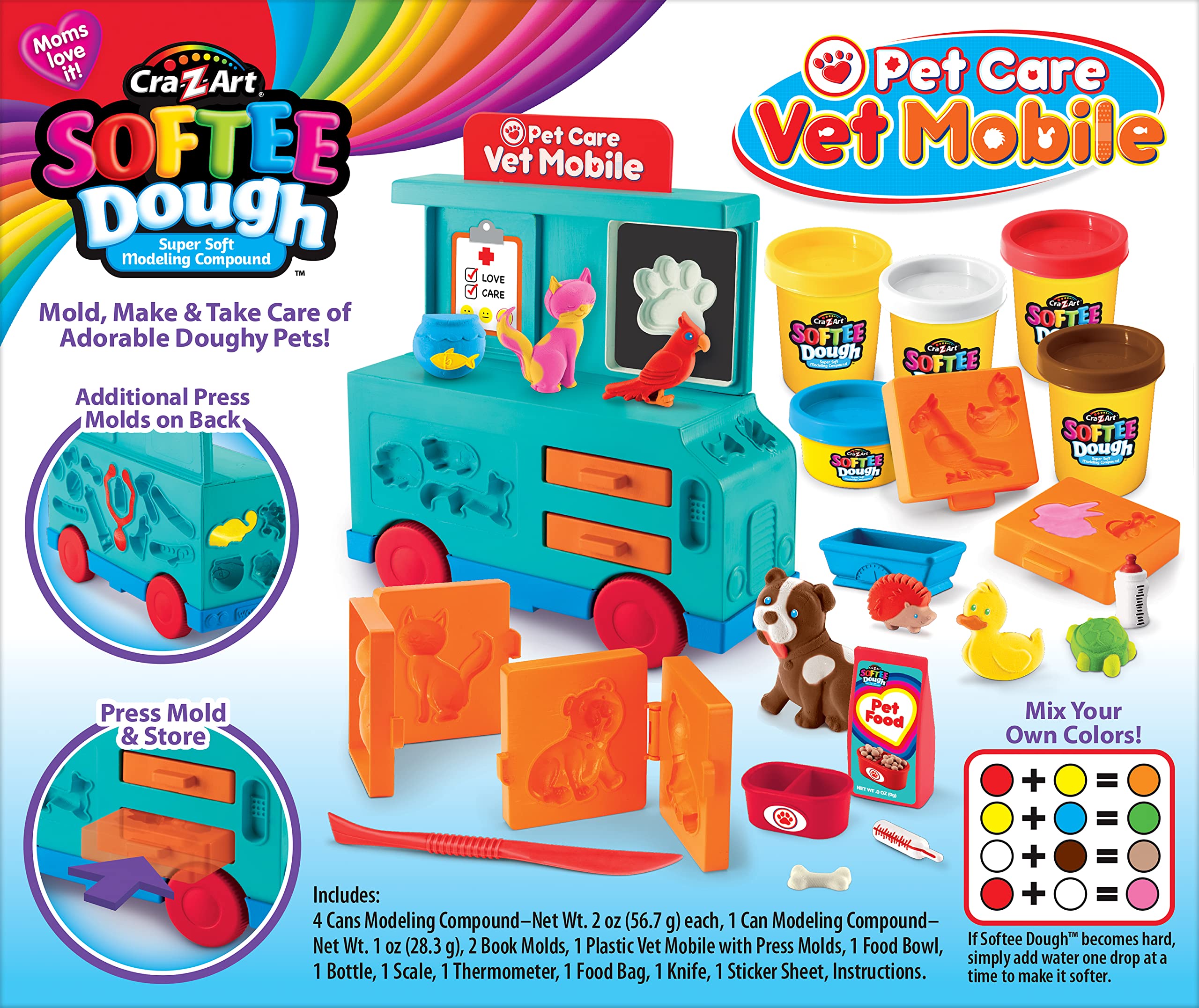 **Cra-Z-Art Softee Dough Pet Care Vet Mobile Playset - Non-Toxic Modeling Dough Toy for Kids Ages 3+ | Pretend Play Vet Clinic & Animal Care Fun**    *(Use Scenario: Perfect for creative play, early learning, and developing fine motor skills. Great for birthday gifts, daycare activities, and family bonding time.)*