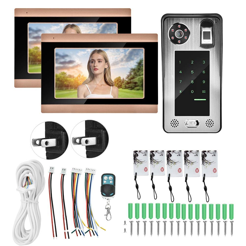 7 Inch WiFi Video Door Phone with APP Control - Wired Video Doorbell System with 1 Camera & 2 Monitors for Home Security - Perfect for Apartments, Houses & Smart Home Integration (US)