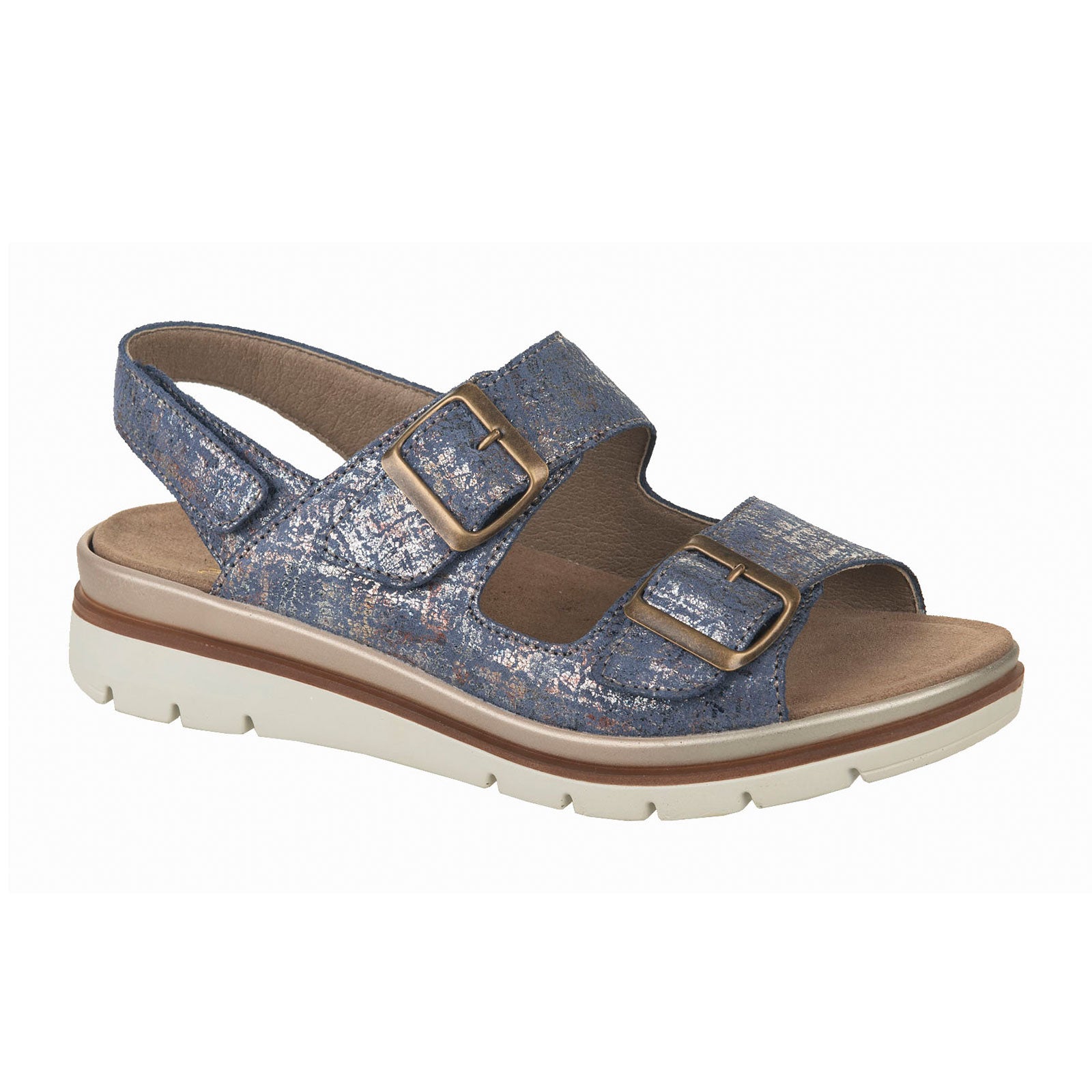 Fidelio Serafina Women's Blue Backstrap Sandals - Comfortable Summer Beach & Casual Walking Shoes