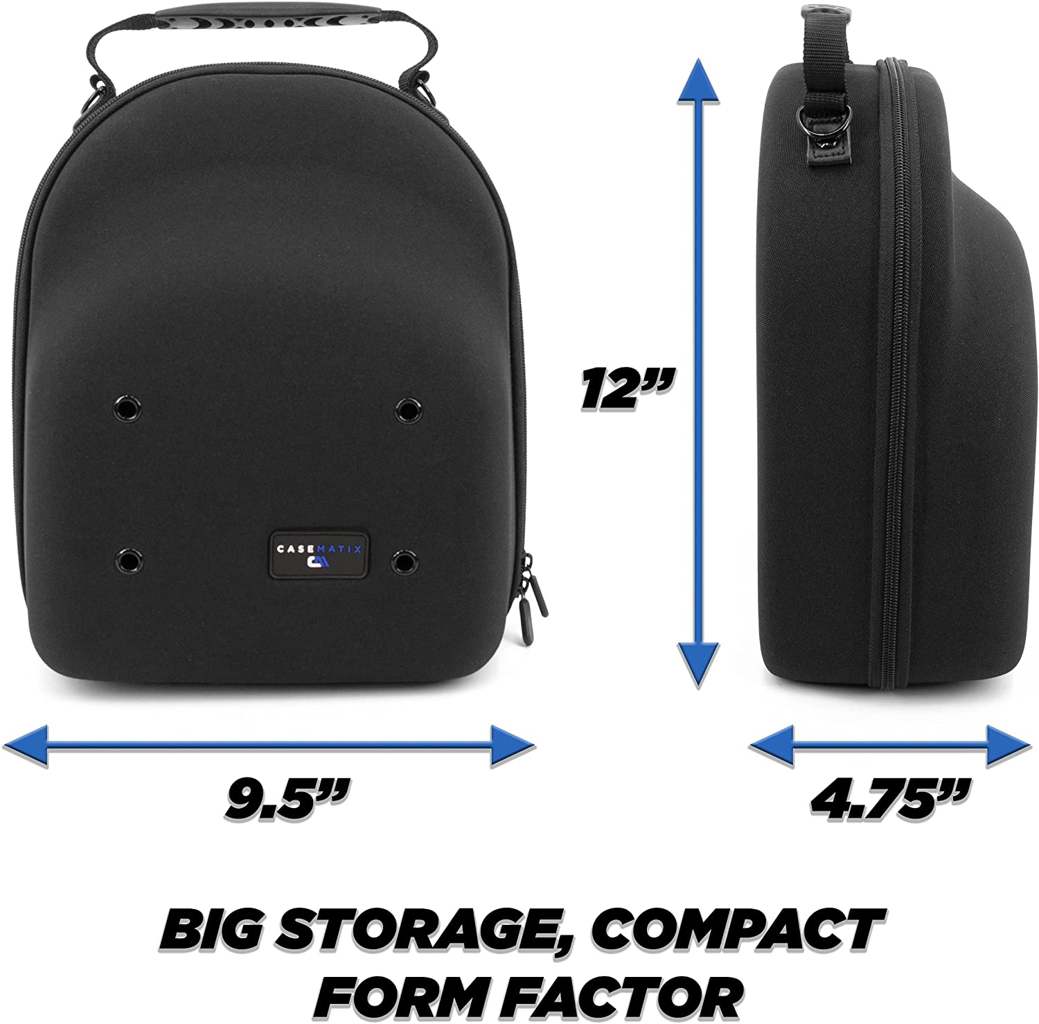 CASEMATIX Hard Shell Baseball Cap Travel Case - Holds 6 Hats with Adjustable Shoulder Strap & Carry Handle - Protective Storage for Baseball Caps, Snapbacks, and Hats - Perfect for Travel, Sports, and Outdoor Adventures