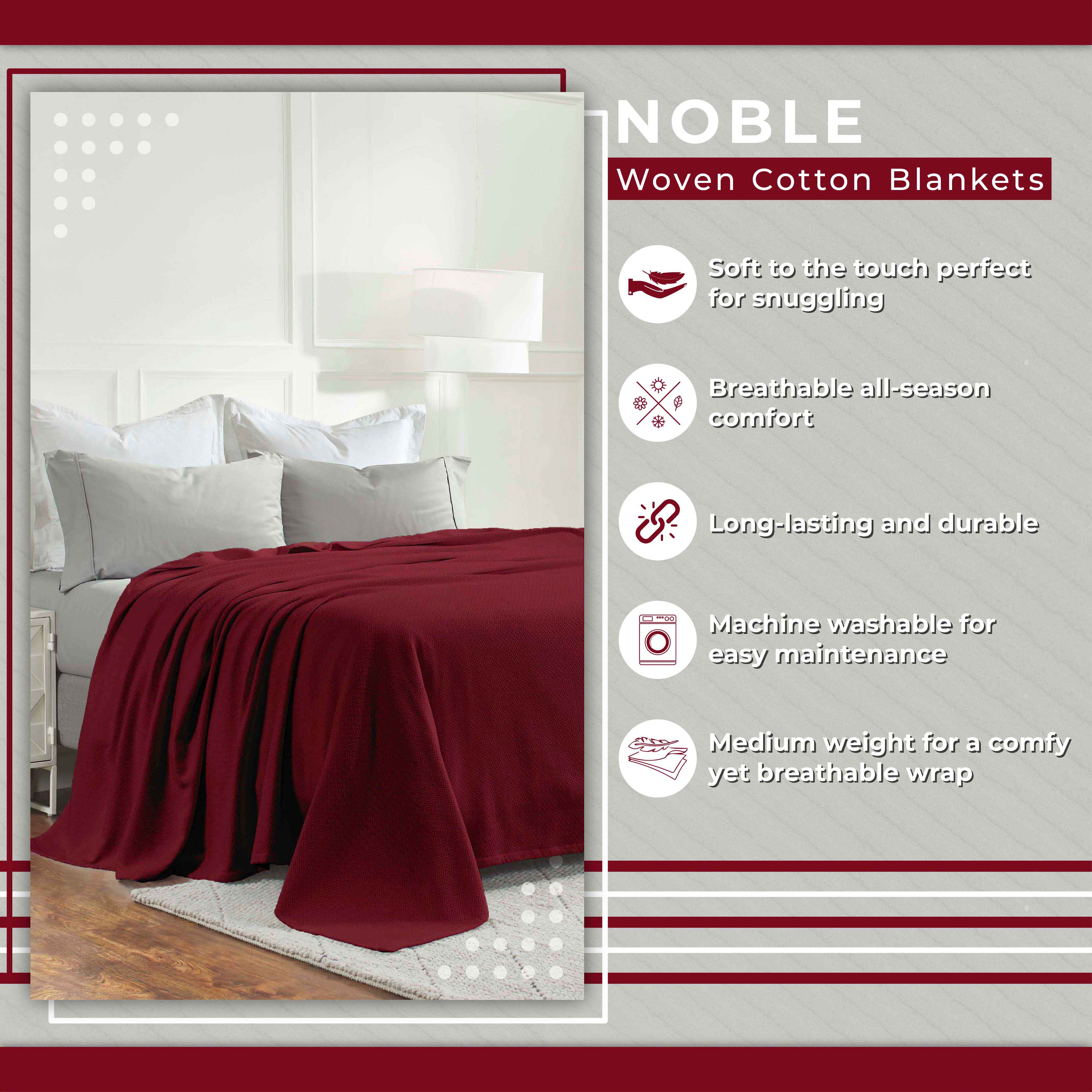 Premium Nobel Cotton Textured Chevron Lightweight Woven Blanket - Soft & Breathable Throw for Sofa, Bed, and Outdoor Picnics - Cozy Home Decor & Travel Companion