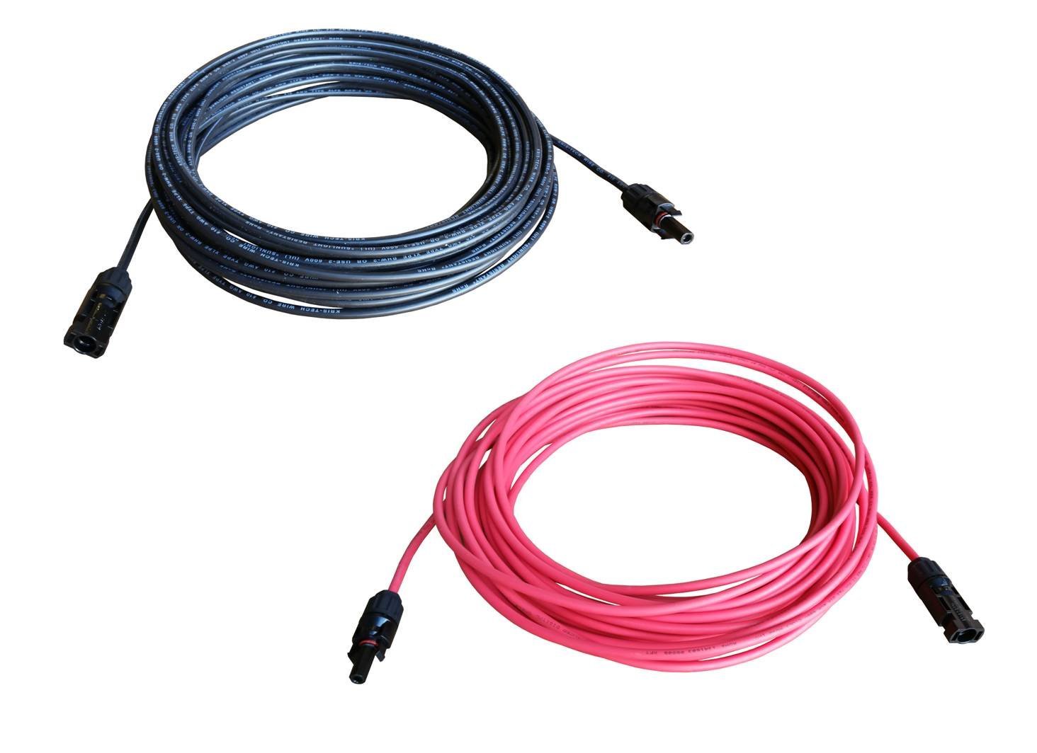 WindyNation 12 Gauge 12 AWG Solar Panel Extension Cable - 40ft Black + 40ft Red Wire with Solar Connectors | Perfect for Off-Grid Solar Systems, RV Panels & Home Solar Installations