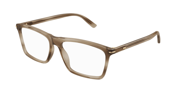 Gucci GG1445O 007 Havana Clear Rectangular Men's Eyeglasses - Stylish Prescription Glasses for Men, Lightweight Acetate Frame with UV Protection - Perfect for Office, Driving & Everyday Wear