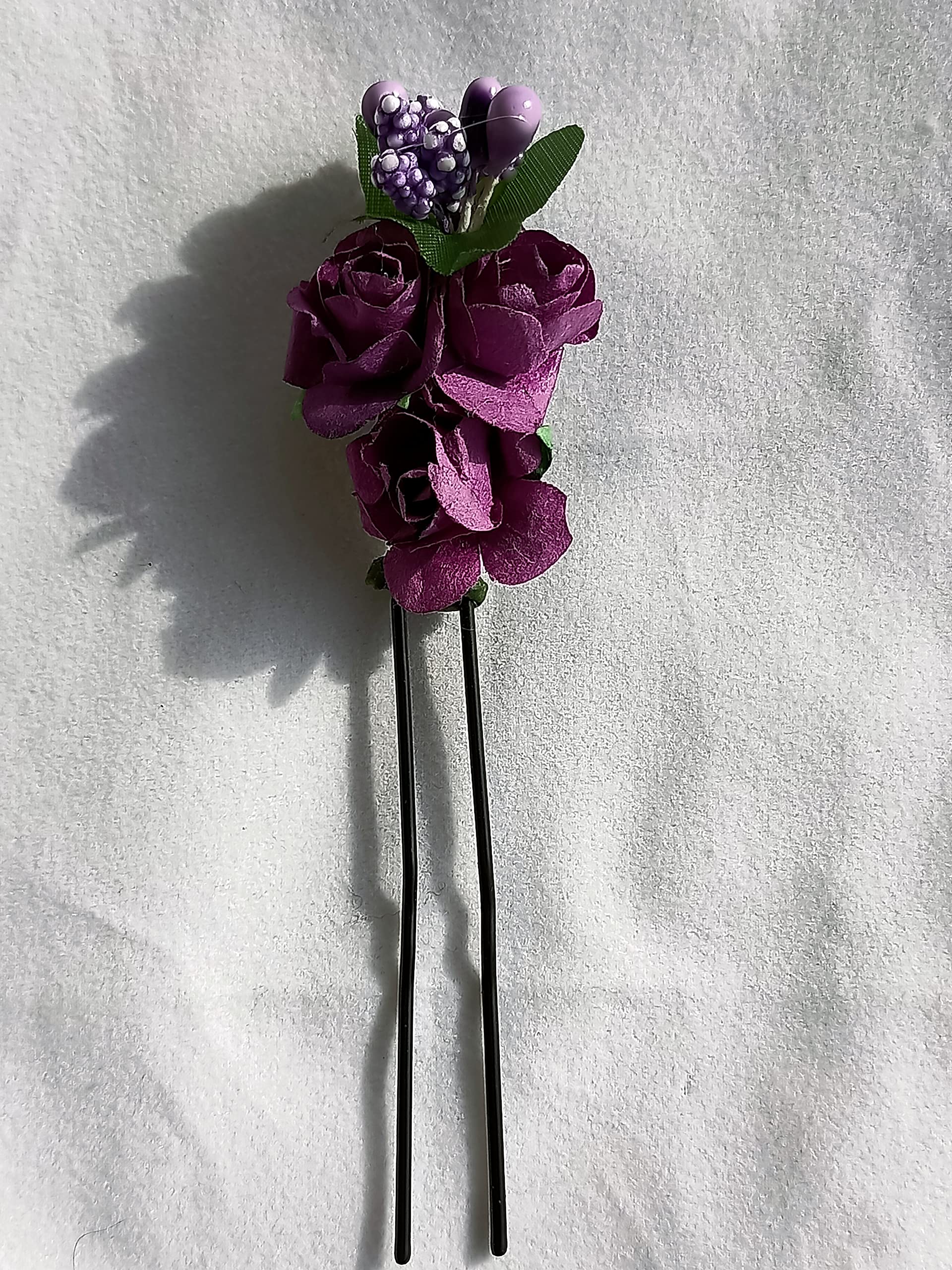 Peach & Pink Flower Juda Hair Pins for Women - 12 Pack Hair Accessories for Girls & Women, Purple Floral Hair Clips - Perfect for Weddings, Parties & Everyday Styling