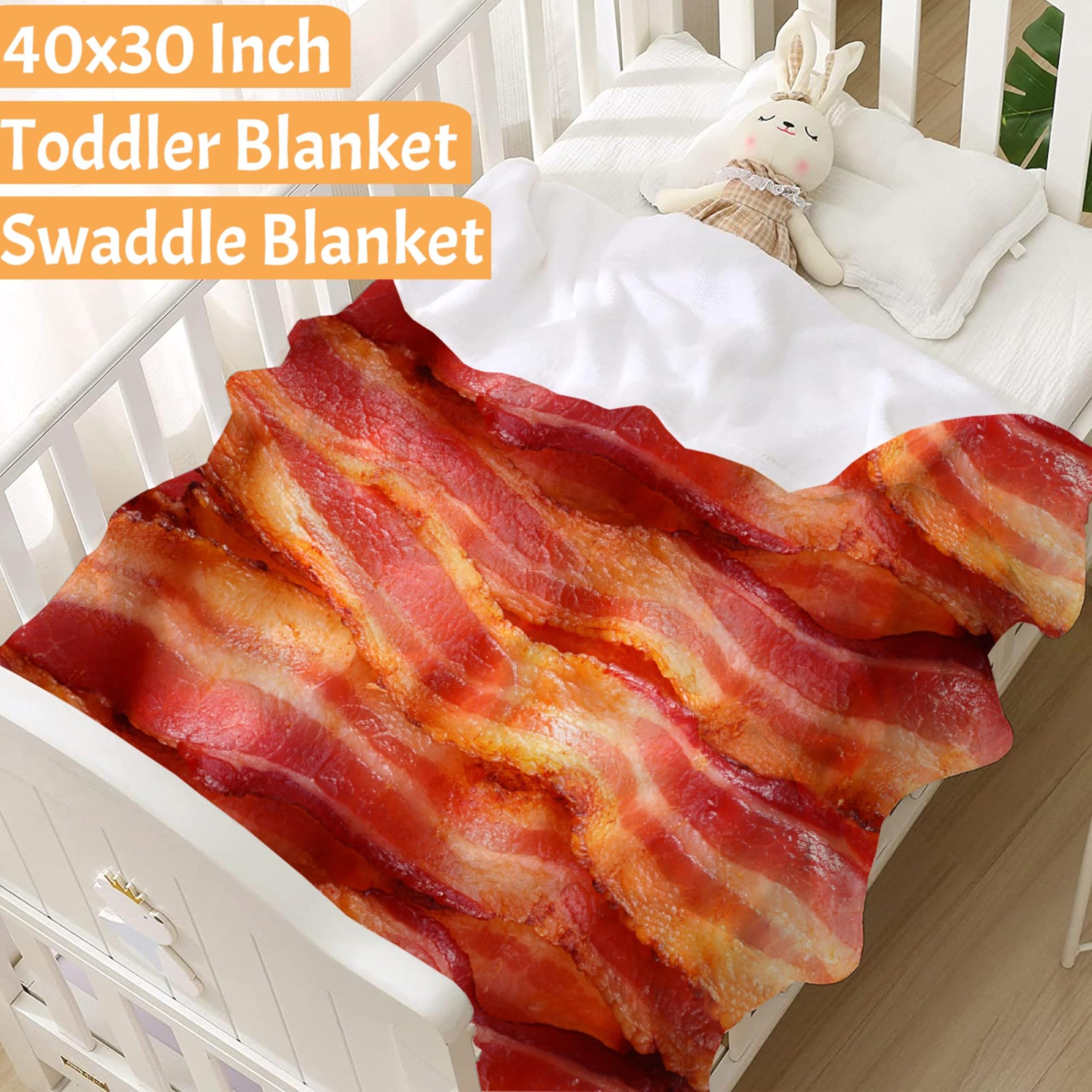 Darani Food Bacon Cozy Throw Blanket - Super Soft Flannel Blanket 120x90 Inches, Lightweight & Warm for Bed, Couch, Sofa - Perfect for Family Movie Nights, Camping and Winter Snuggling
