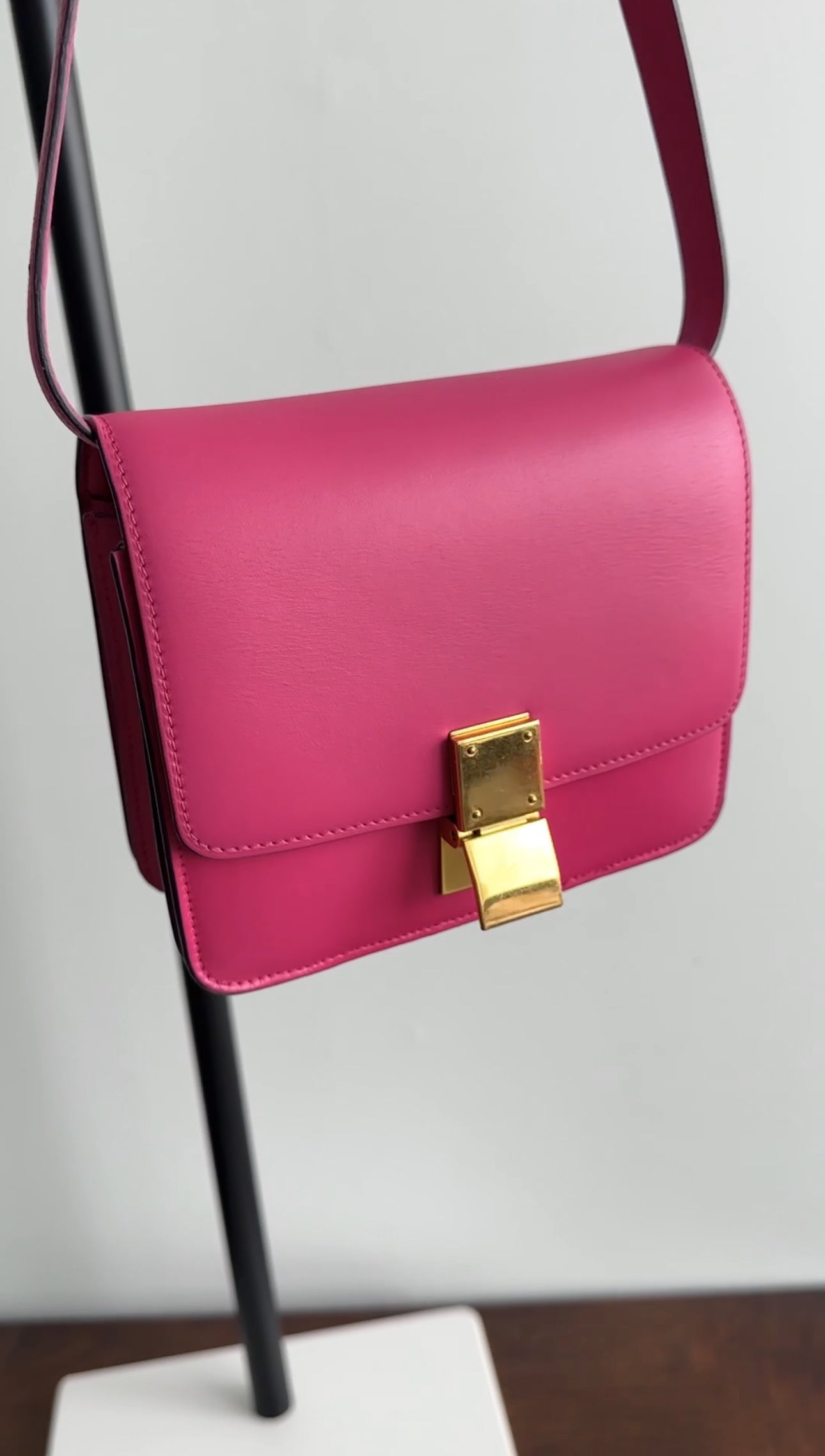 Celine Small Box Bag in Cherry Pink Leather - Elegant Crossbody Purse for Women, Perfect for Date Nights & Special Occasions