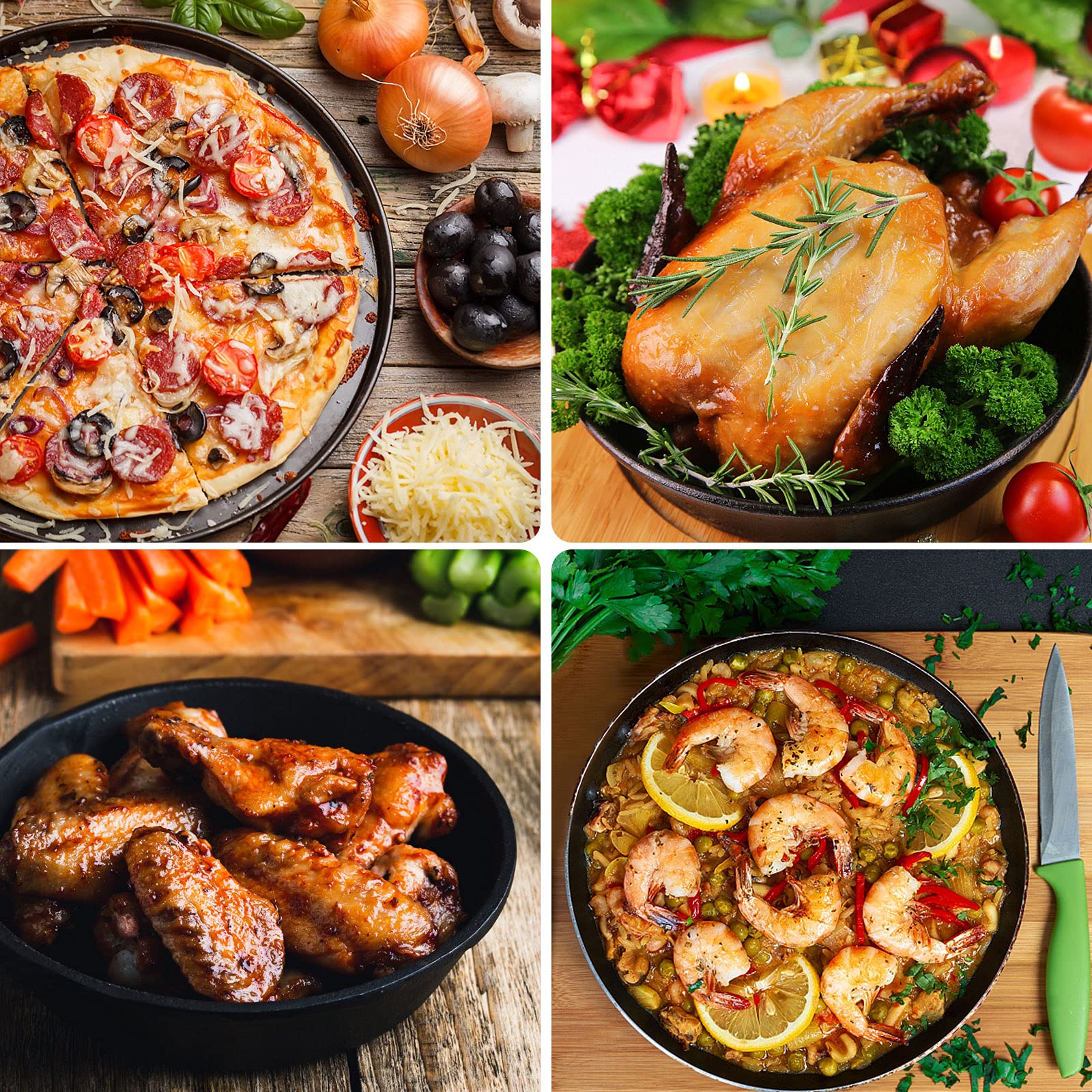 Kslong 2-Piece Metal Pizza Pan Set - 8 Inch Round Non-Stick Baking Pans for Oven, Perfect for Homemade Pizza, Cakes & Pastries - Ideal for Pizza Shops, DIY Baking & Home Cooking