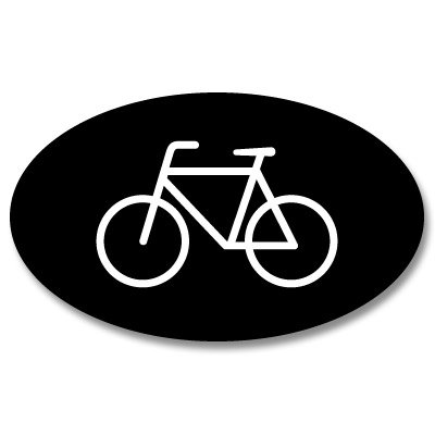 AK Wall Art Bicycle Oval Black Vinyl Sticker - Waterproof Decal for Cars, Phones, Helmets - Multiple Sizes Available - Perfect for Home Decor, Vehicle Customization & Personal Accessories