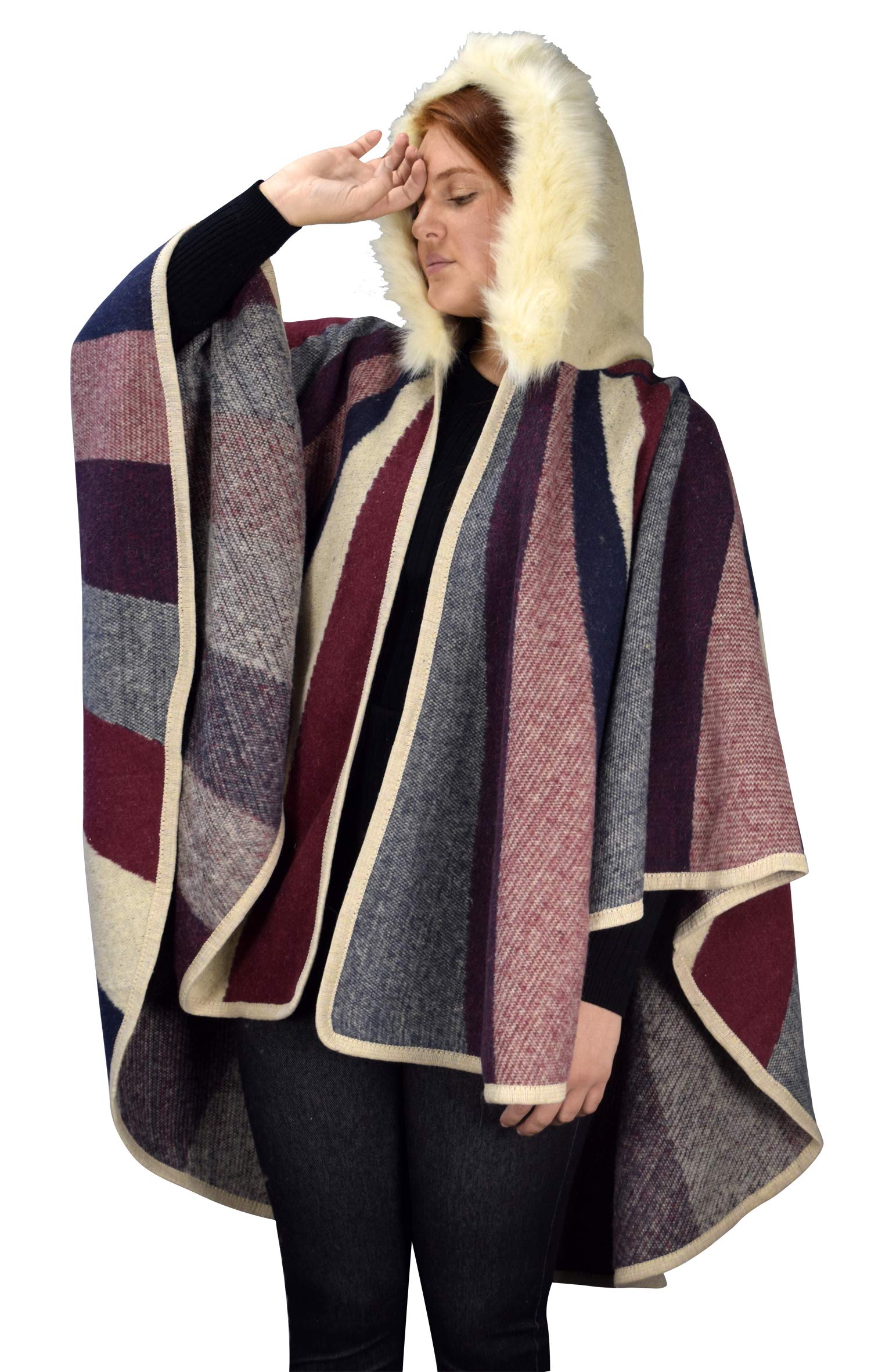 Women's Faux Fur Poncho Sweater - Cozy Oversized Pullover Cape for Fall & Winter - Perfect for Casual Outfits, Lounging at Home, and Outdoor Activities