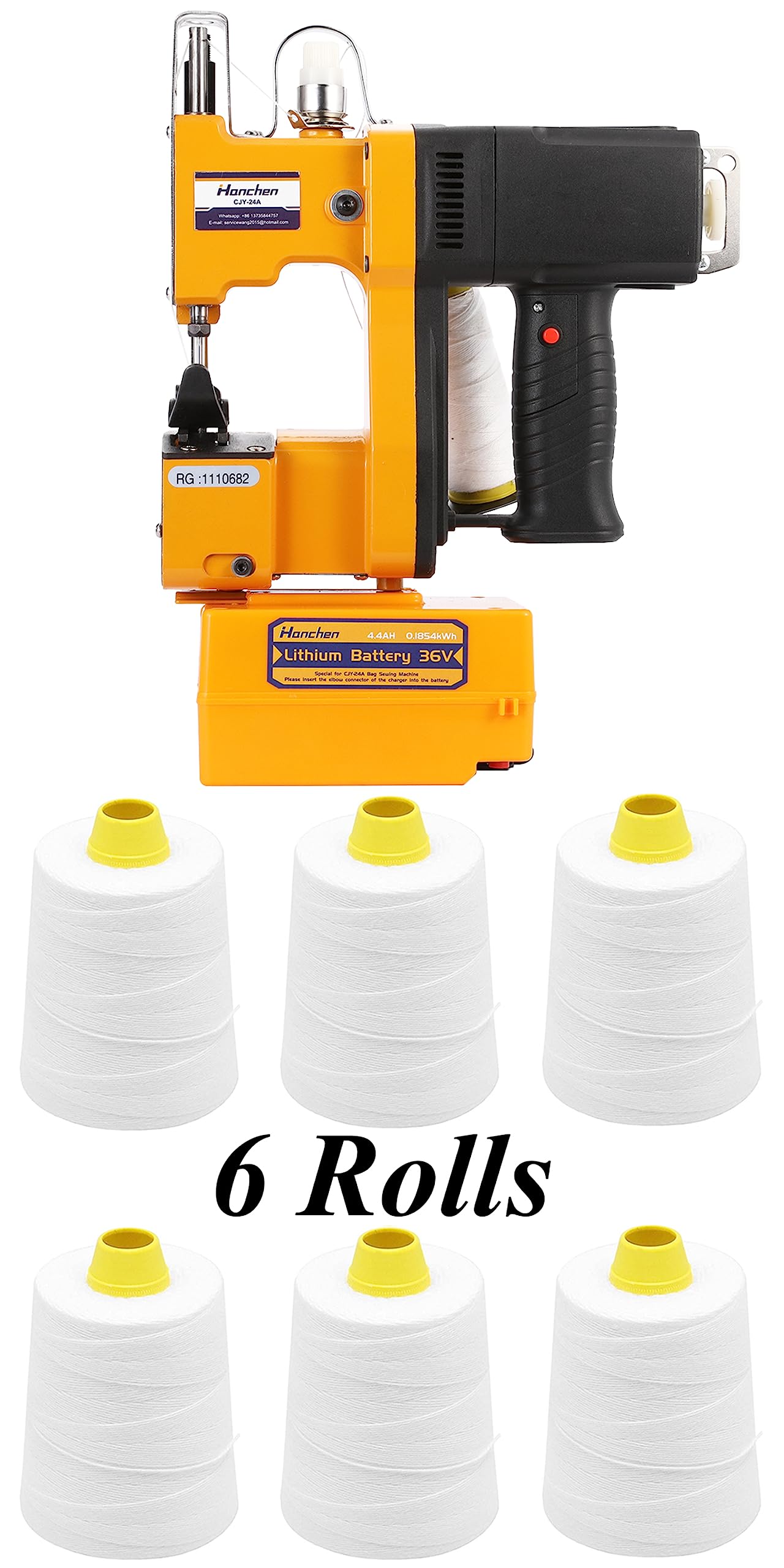 Hanchen Cordless Bag Sewing Machine with 6 Spools of Thread - Portable Handheld Stitcher for DIY Crafts, Home Repairs & Outdoor Gear Fixing