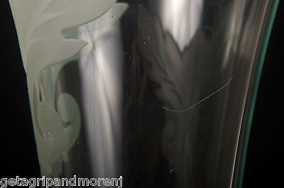 12.5 Inch Hand-Cut Etched Glass Vase - Signed Artisan Piece for Home Decor, Wedding Centerpiece & Gift