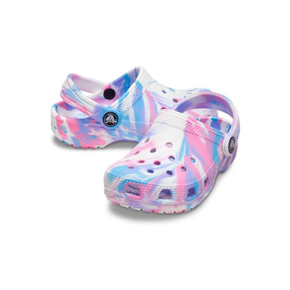 Crocs Kids' Classic Marbled Tie-Dye Clog | Comfortable Lightweight Slip-On Water Shoes for Boys & Girls | Perfect for Beach, Pool, and Outdoor Play