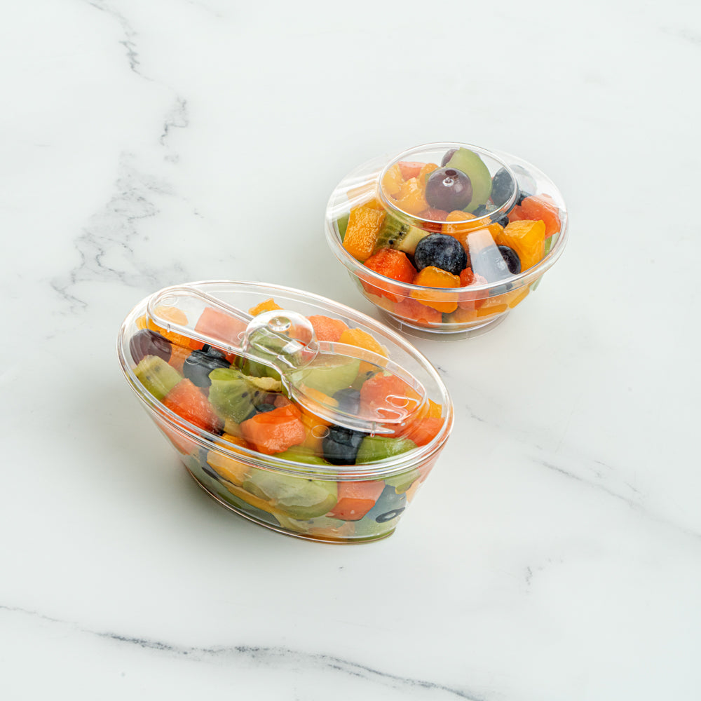 4 oz Clear Plastic Deli Containers with Lids & Sporks - 100 Pack (4.5