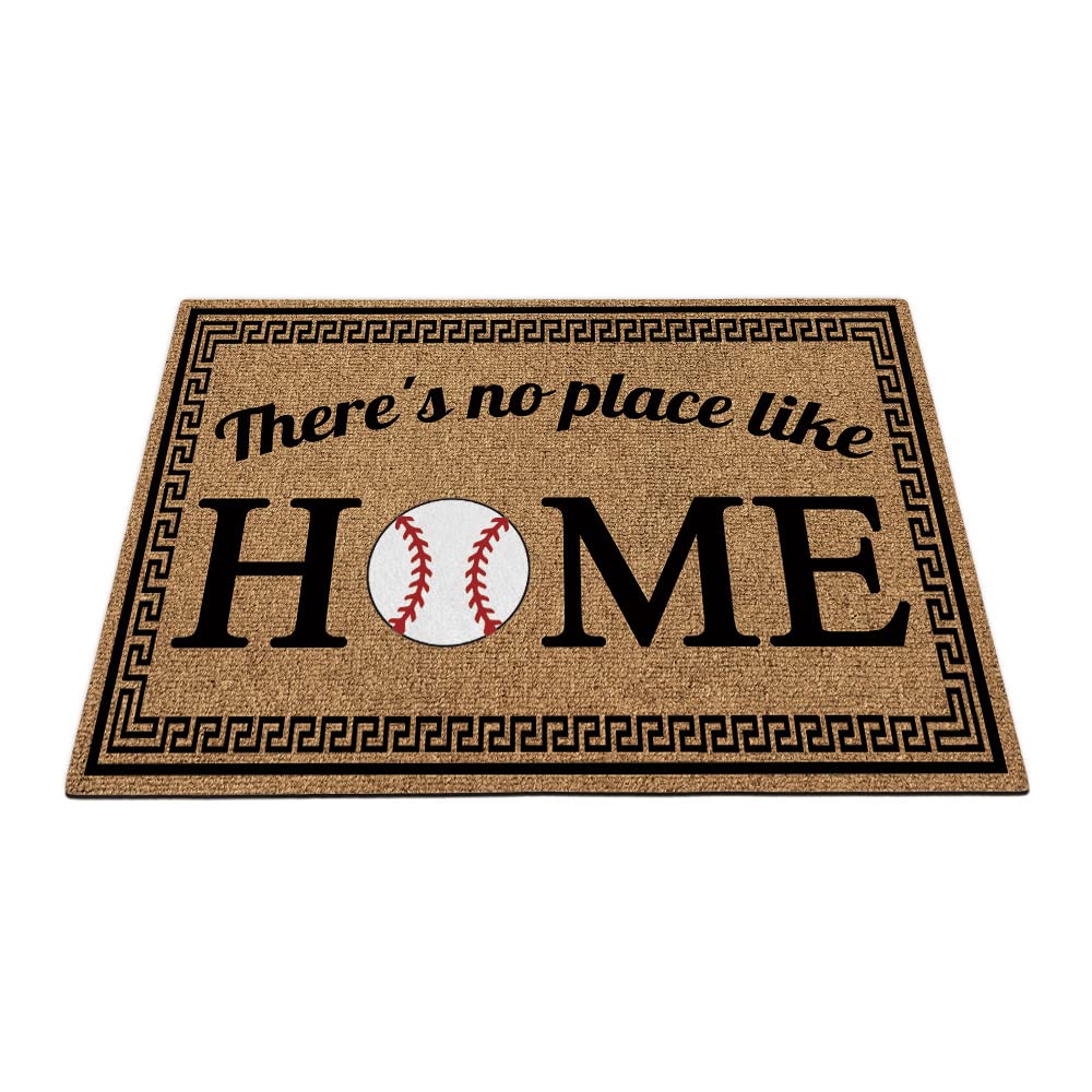 BAGEYOU 'There's No Place Like Home' Baseball Welcome Doormat 27.5x17.7 Inch - Non-Slip Entryway Rug for Front Door, Porch Decor & Housewarming Gifts
