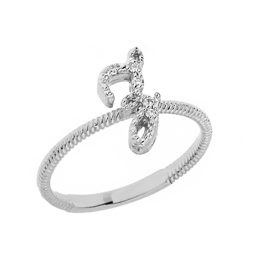 10K White Gold Diamond Initial Letter 