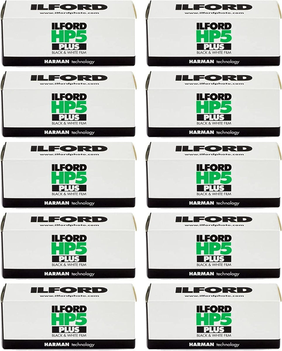 Ilford HP5 Plus 400 Black and White Film - 10 Rolls of 120 Medium Format Film for Professional Photography & Artistic Projects