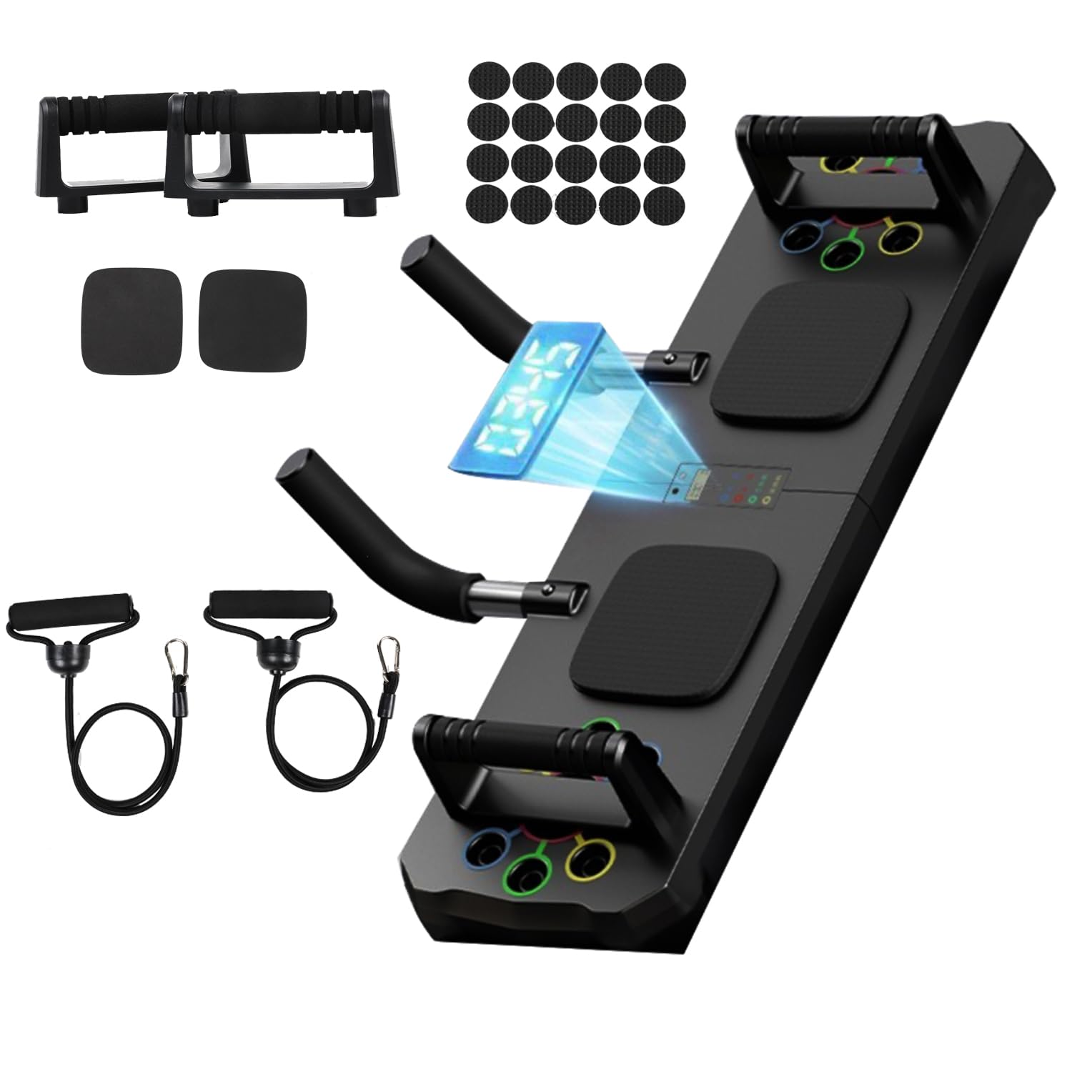 Miliorari Push Up Board - Home Workout Equipment with Resistance Bands & Digital Counter - Strength Training for Men & Women - Perfect for Home Gym, Office Exercise & Fitness Beginners