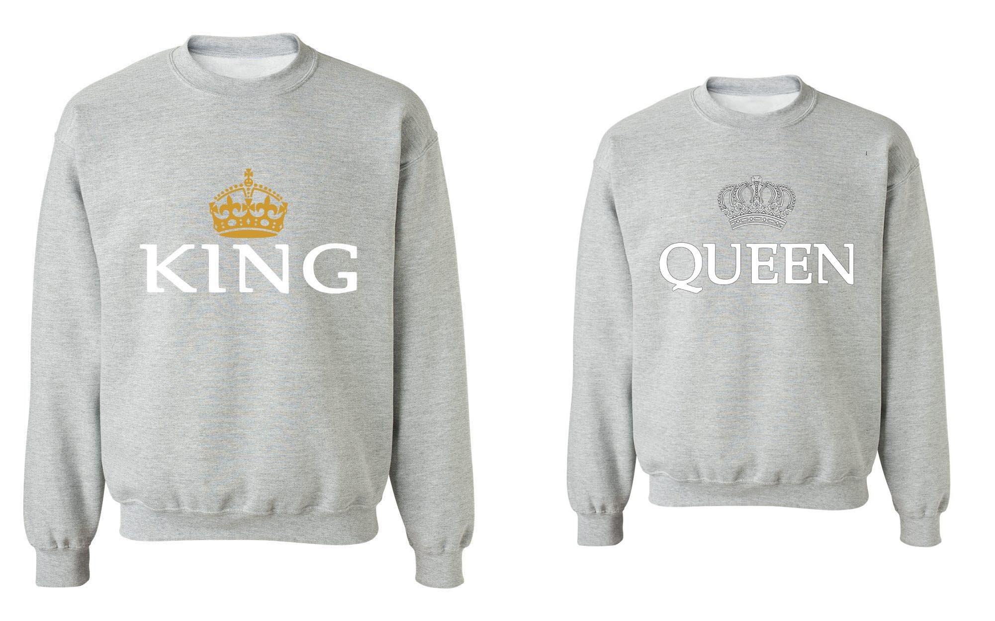 King & Queen Matching Couple Sweatshirts - His & Her Hoodies for Valentine's Day, Anniversary Gifts, Couple Outfits, Date Night, Christmas Presents