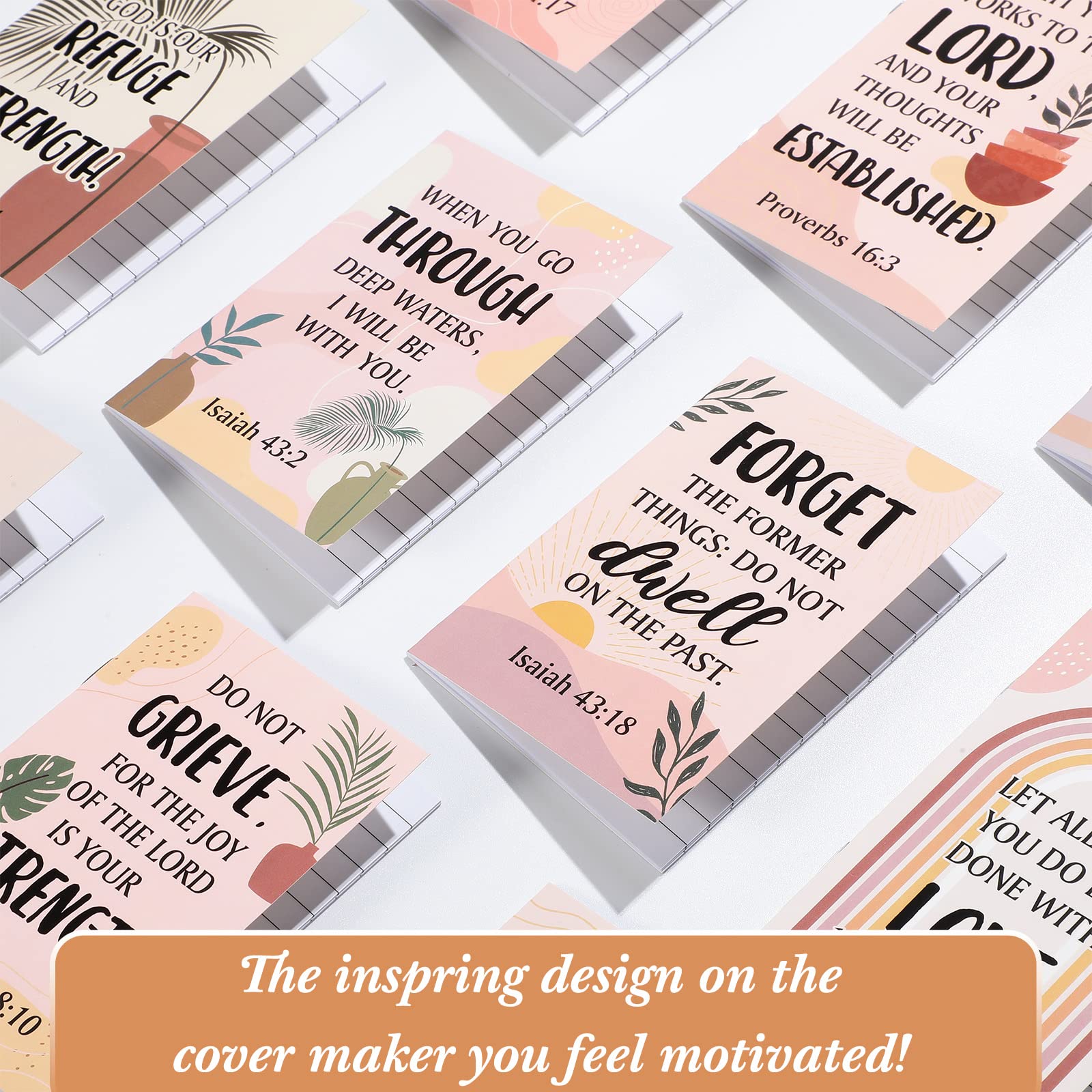 Tatuo 24-Pack Christian Bible Verse Notebooks - Small Pocket-Sized Motivational Journals (3.3x4.7 Inch) with Inspirational Scripture Quotes - Rainbow Color Set for Prayer, Bible Study, Church Notes & Gift Giving