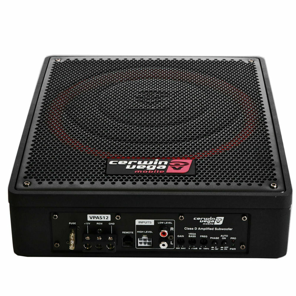 Cerwin Vega VPAS12 600W Max (250W RMS) 12 Inch Powered Car Subwoofer - Under Seat Bass Enclosure (Refurbished) | Perfect for Trucks, SUVs & Compact Cars | Enhanced Audio for Road Trips & Music Lovers