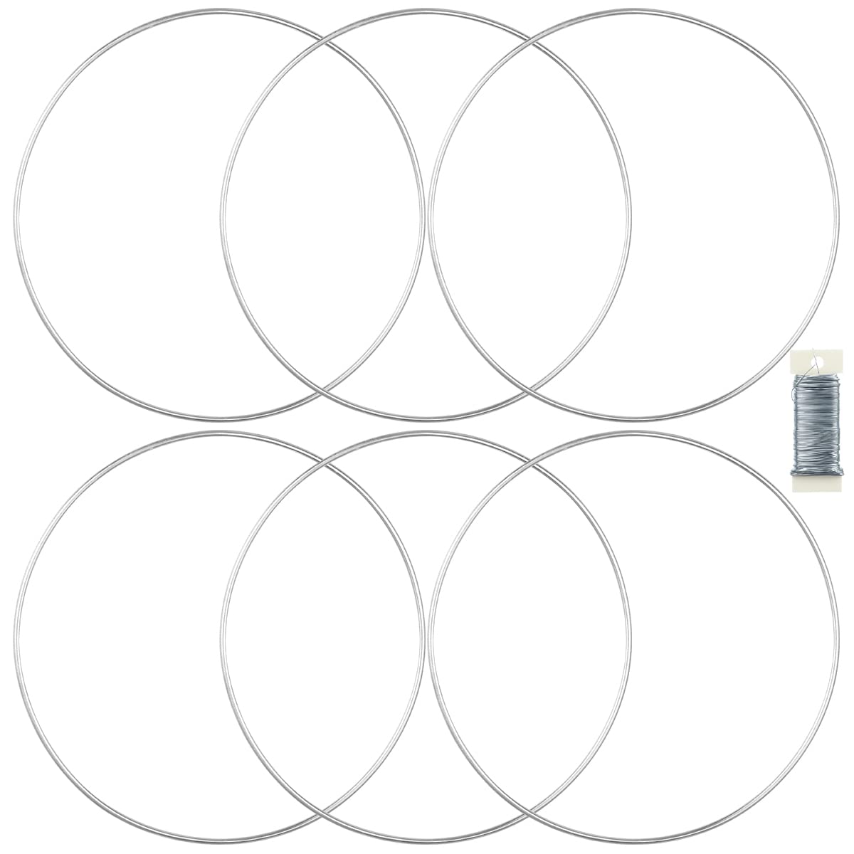 6 Pack 24 Inch Floral Metal Hoop Rings for DIY Crafts - Macrame, Wreath Making, Dream Catchers & Table Centerpiece Decor (Silver) | Perfect for Wedding, Home & Wall Decoration