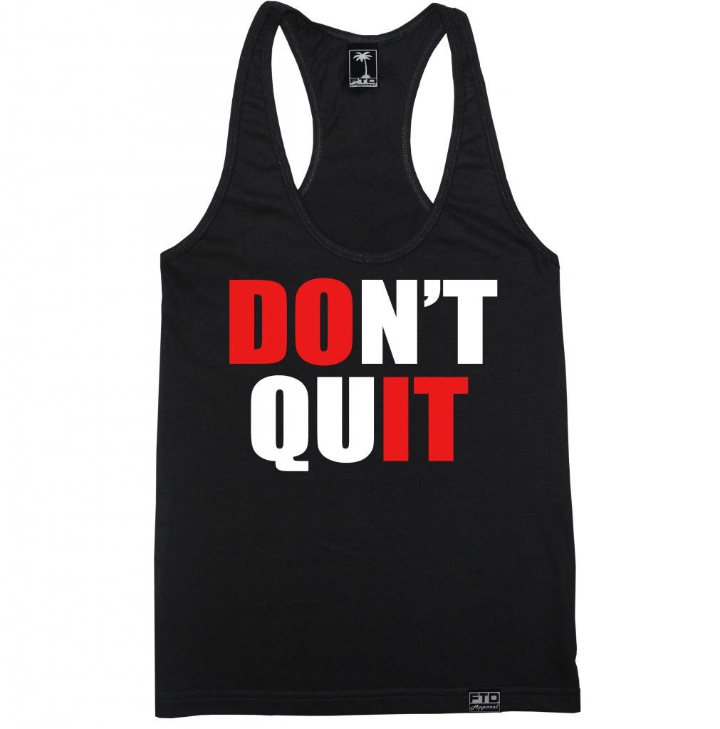 FTD Apparel Women's Don't Quit Motivational Racerback Tank Top - Gym Workout & Yoga Activewear