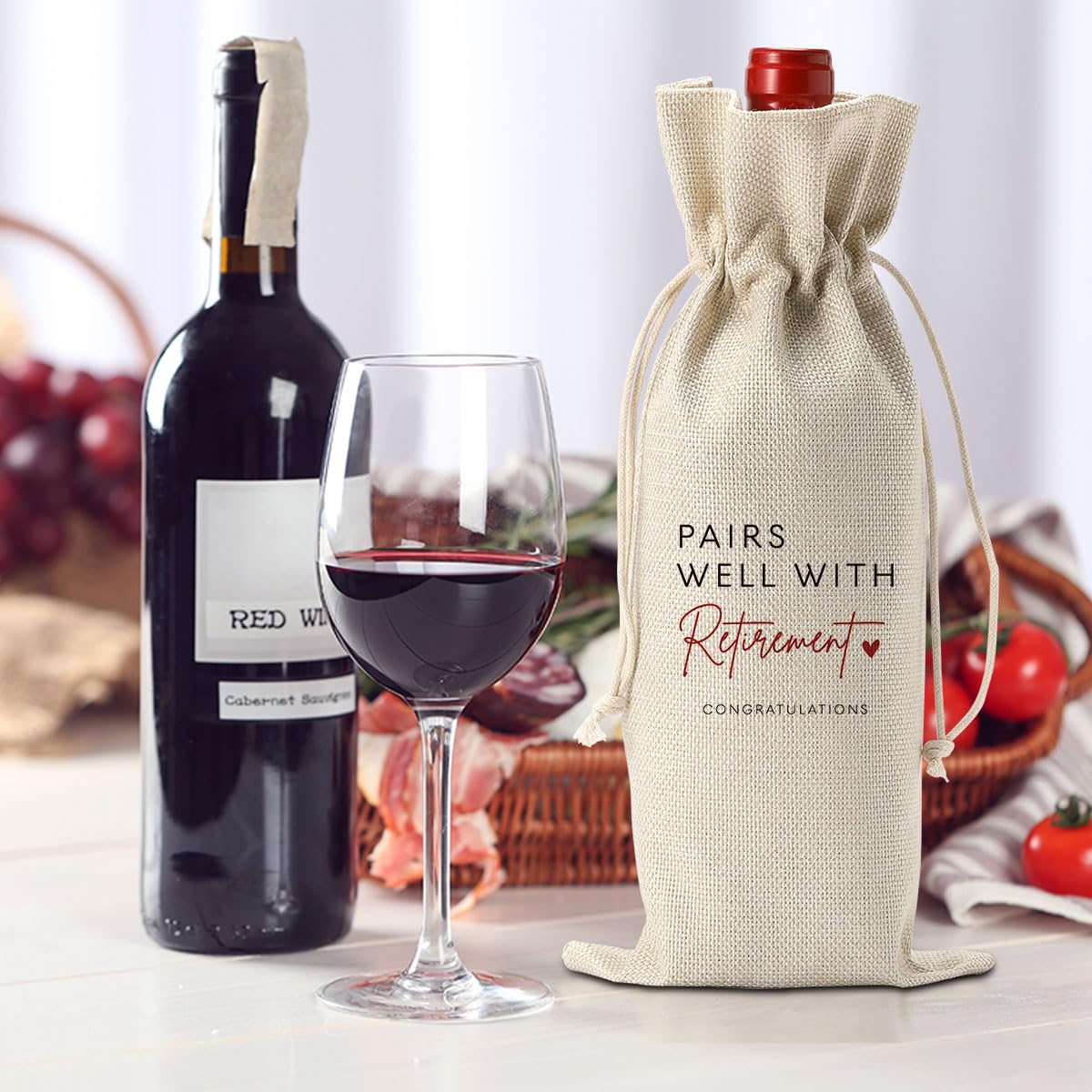 XFW 1Pcs Elegant Retirement Wine Gift Bag - Perfect Retirement Gift for Women & Men, Coworkers Farewell Present, Boss Going Away Gift - Ideal for Retirement Parties, Office Celebrations & Special Occasions
