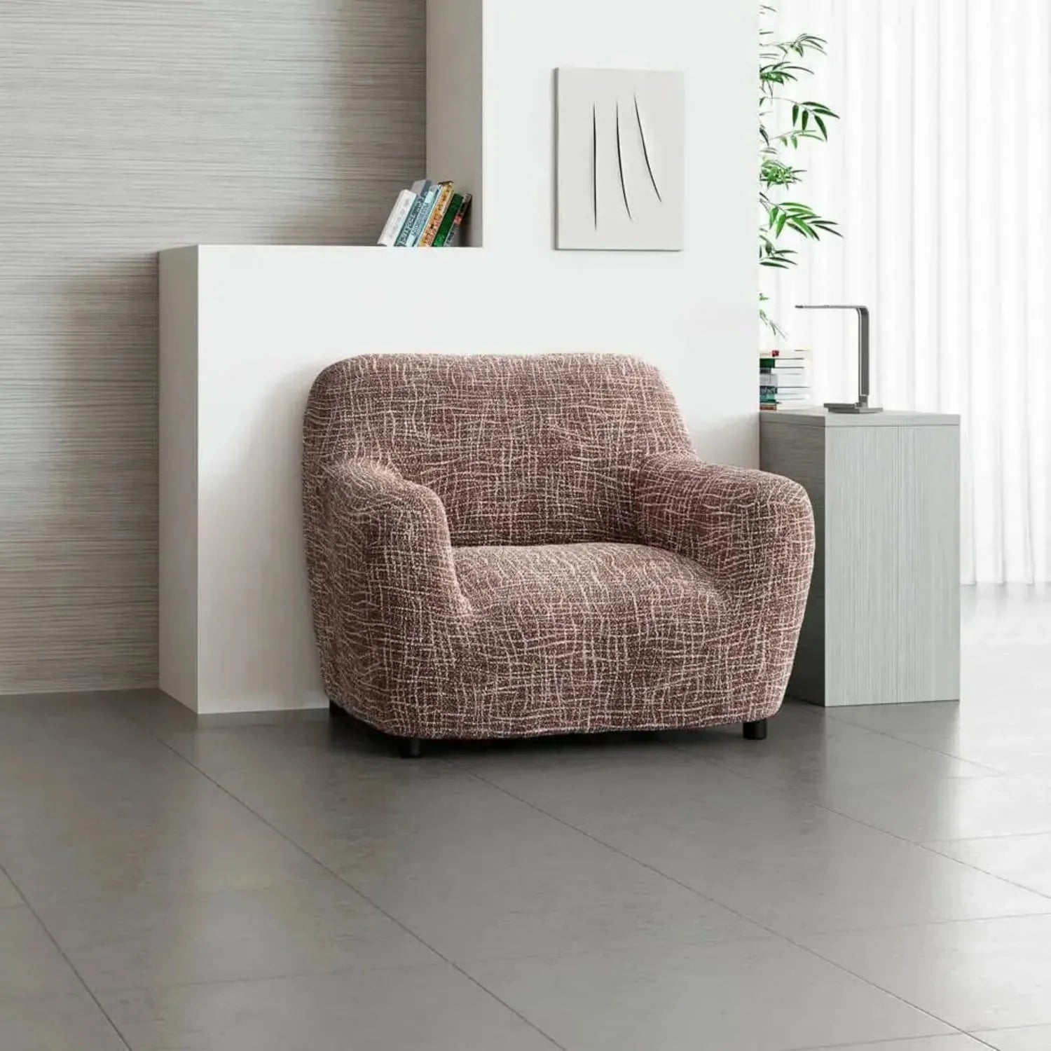 Microfiber Printed Armchair Slipcover - Stretchable Furniture Protector for Living Room, Bedroom & Office - Easy Washable Sofa Cover for Home Decor