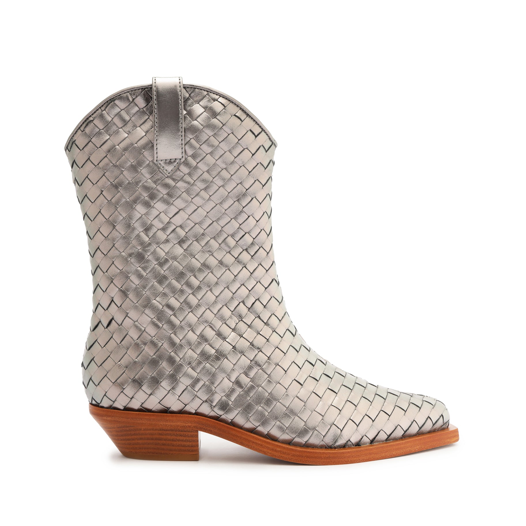 Cicera Women's Woven Metallic Leather Ankle Boots - Stylish Pointed Toe Booties for Fall, Winter & Party Wear