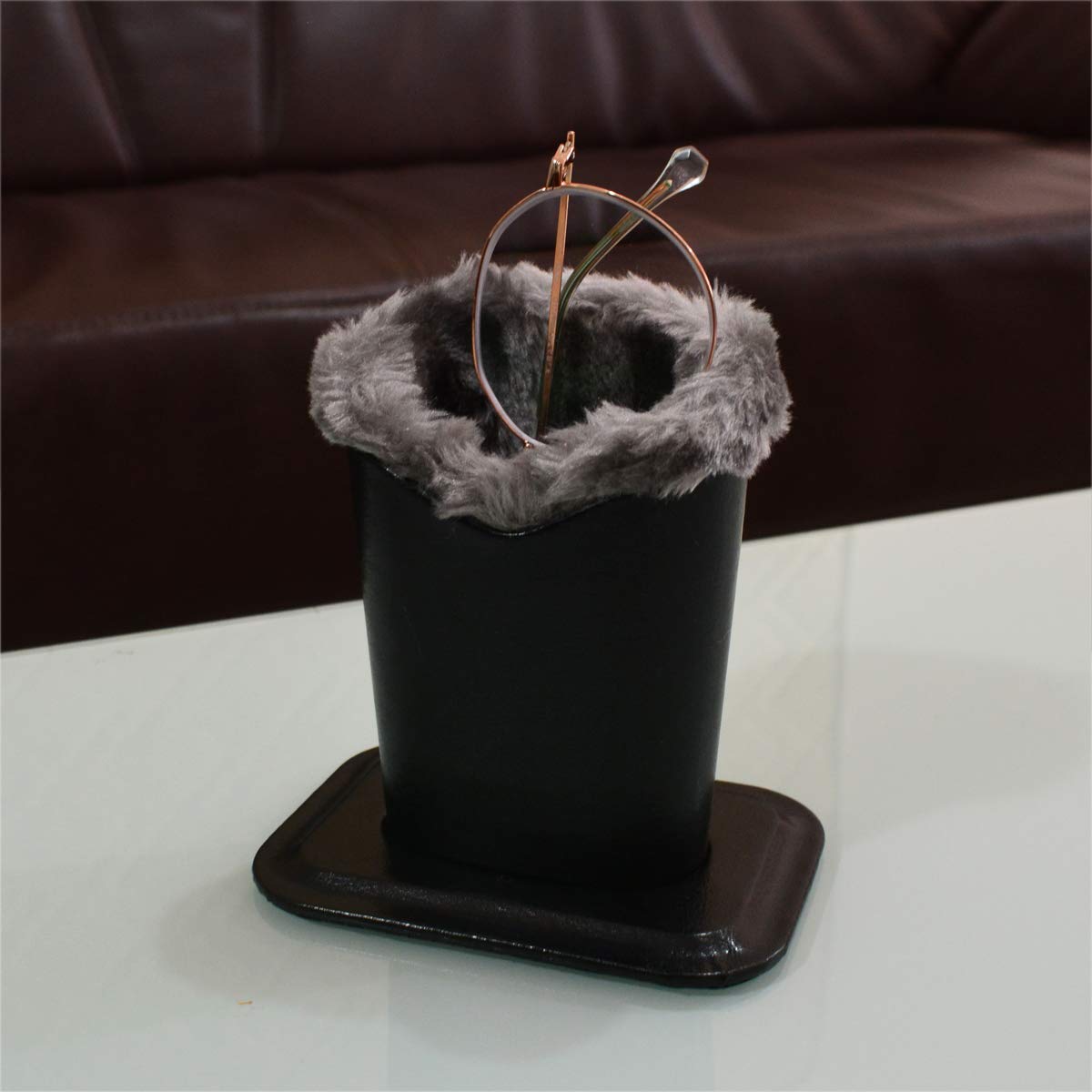 Baitaihem 2 Pack Plush Lined Eyeglasses Holder Stand - Soft Protective Glasses Case for Desk & Nightstand - Perfect for Home, Office, or Travel Organization
