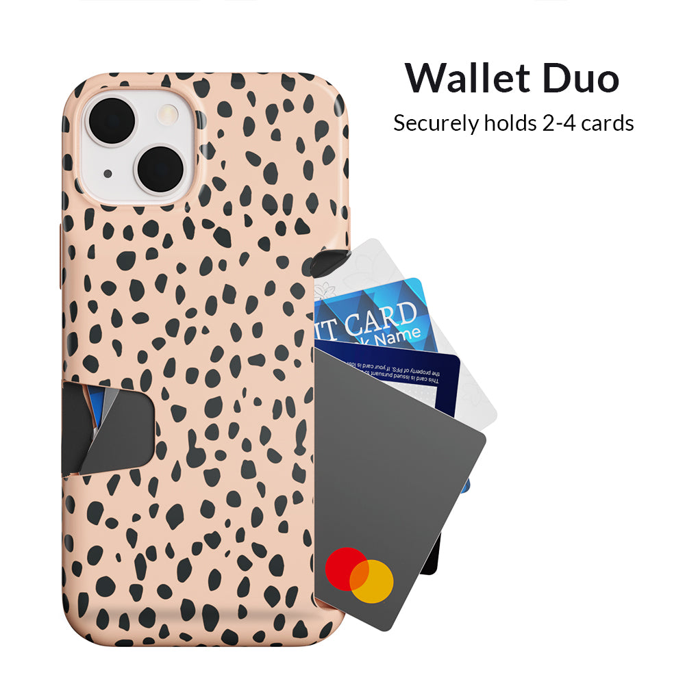 Spotted Cheetah Print iPhone Wallet Case - Slim Protective Phone Cover with Card Holder for iPhone 13/14/15 Pro Max | Perfect for Travel, Shopping & Everyday Use