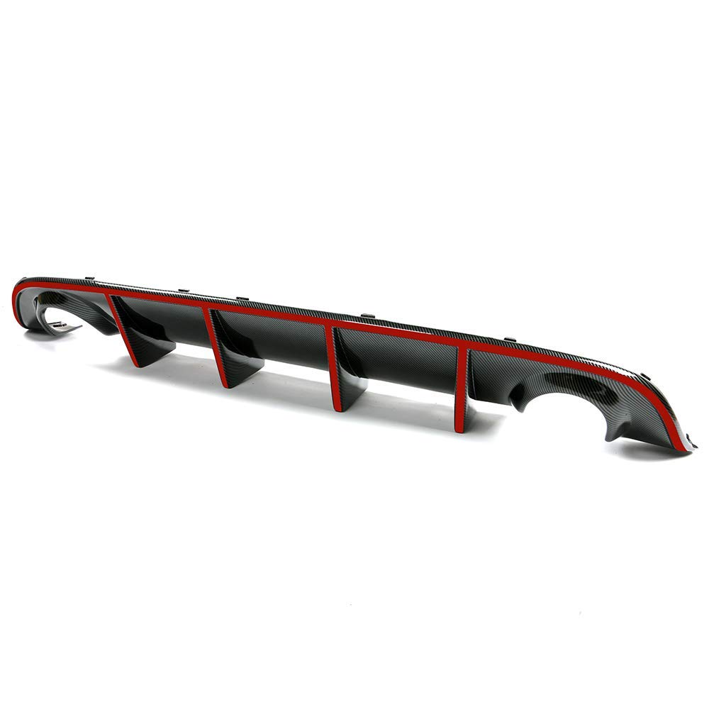 IKON MOTORSPORTS Bumper Lip Spoiler for 2015-2023 Dodge Charger SRT - Factory Style Rear Diffuser with Red Reflective Tape - Upgrade Your Ride's Aerodynamics & Style for Street Racing & Car Shows