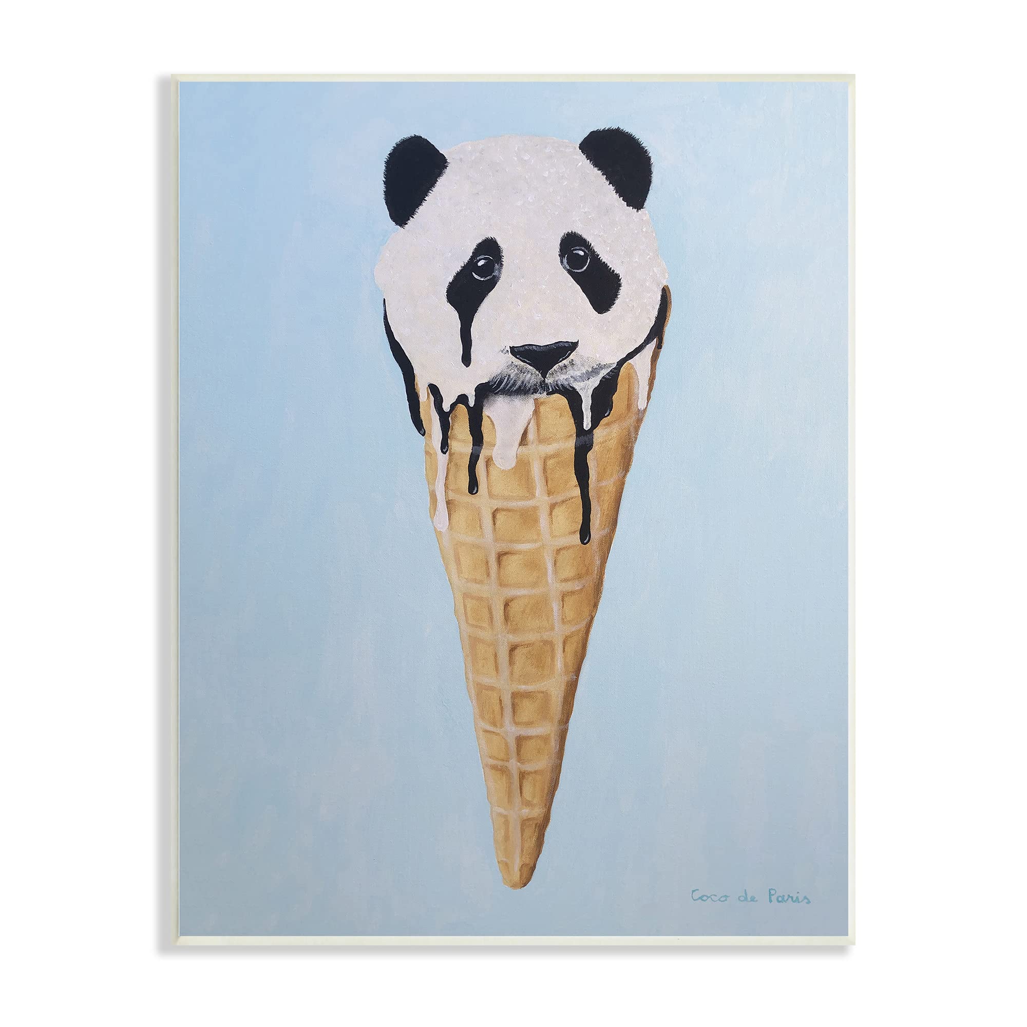 Stupell Industries Cute Panda Bear Ice Cream Waffle Cone Wall Art - Playful Animal Decor for Kids Room, Nursery, or Ice Cream Shop