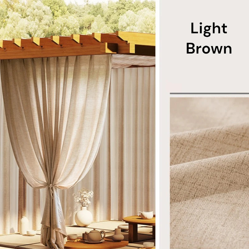 Paula Semi-Sheer Custom Outdoor Curtains - UV Resistant Window Drapes for Patio, Porch & Garden - Waterproof Sun Protection for Outdoor Living Spaces