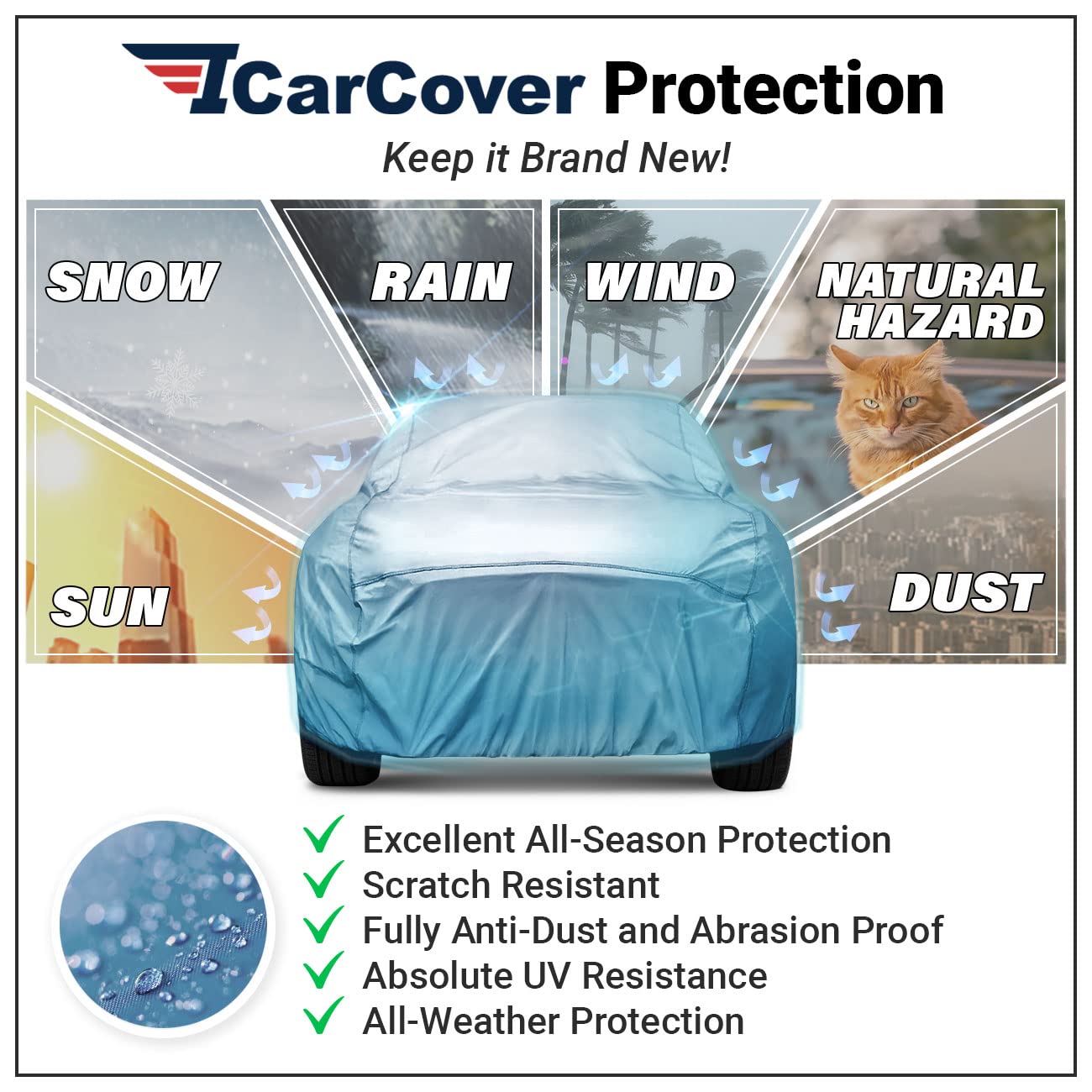 Premium Waterproof All-Weather Car Cover for Subaru Legacy 2010-2014 - Custom Fit Outdoor/Indoor Protection with Padded Design & Straps | Sun, Snow, Storm Resistance for Year-Round Vehicle Shelter