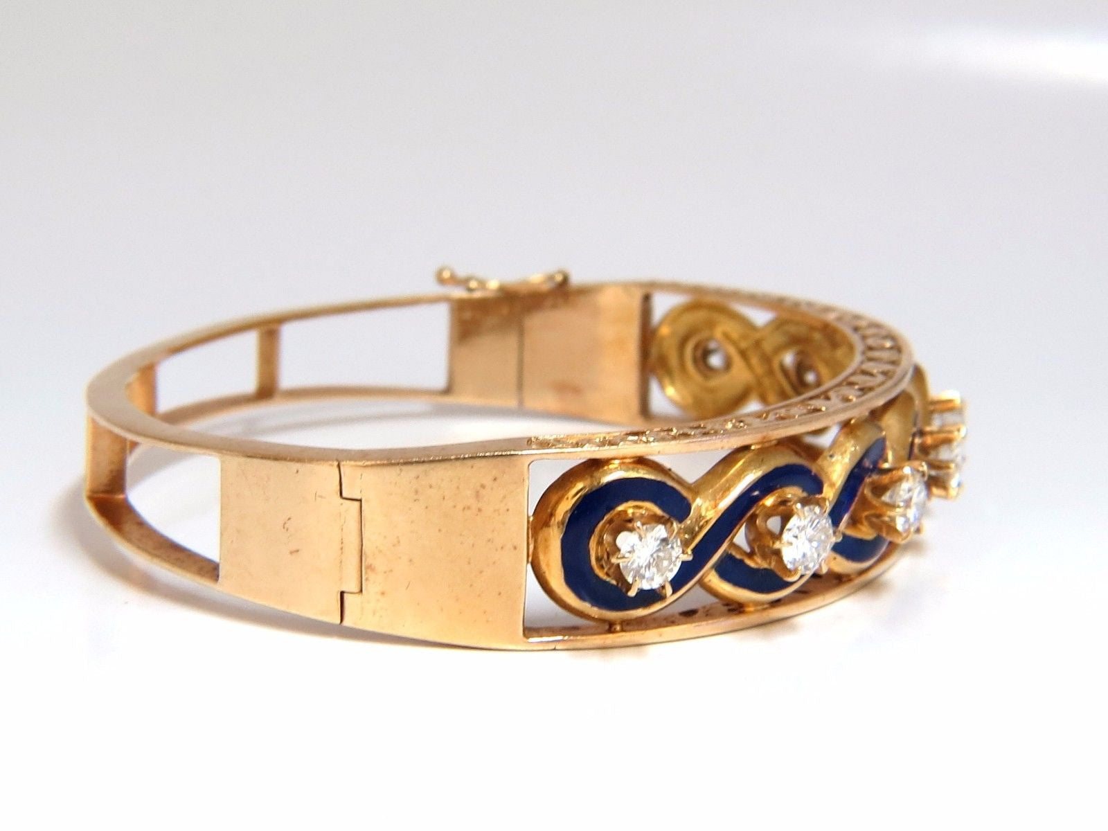 Victorian Style 14kt Gold Diamond Braided Bangle Bracelet - Handmade Interwoven Design for Women, Perfect for Weddings, Parties & Special Occasions