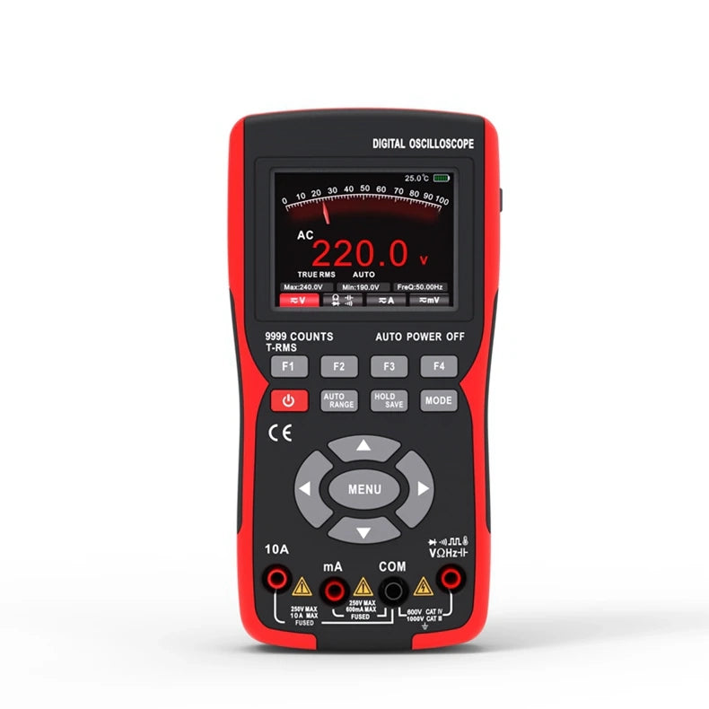 Digital Multimeter with True RMS, 10MHz Bandwidth & Data Storage Oscilloscope - Professional Electrical Testing Tool for Home, Lab and Industrial Use