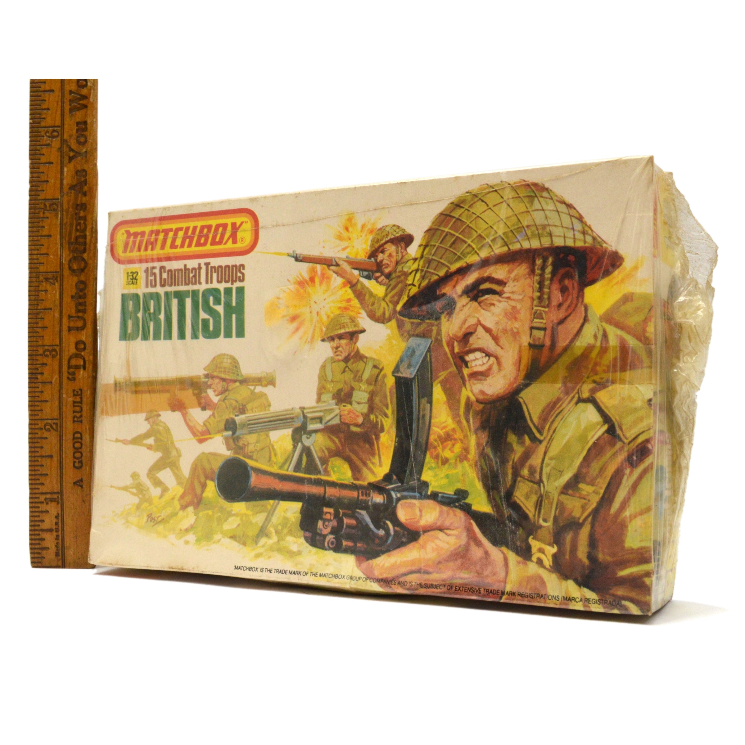 Vintage MATCHBOX 1:32 Scale British Combat Troops Toy Soldiers Set - 15 Pieces #P6002 (Sealed, 1983 Edition) | Collectible Military Miniatures for Display & Wargaming Scenarios