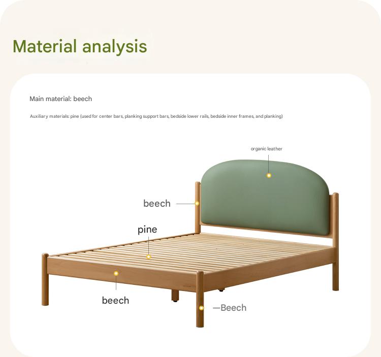 Organic Solid Wood Children's Bed - Birch & Beech Frame with Premium Leather Accents | Safe, Non-Toxic Toddler Bed for Nursery, Bedroom & Montessori Rooms