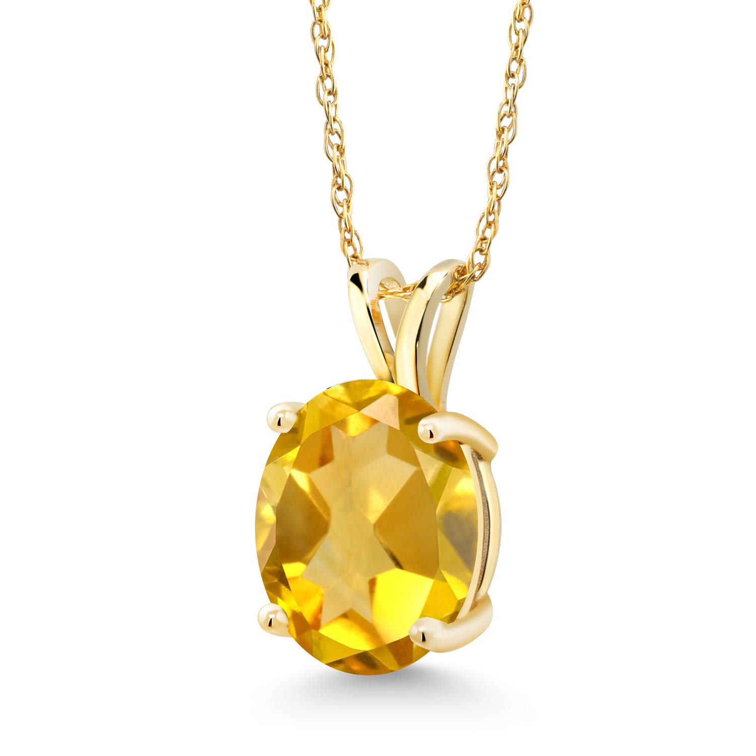 14K Yellow Gold 10X8MM Oval Birthstone Pendant Necklace for Women - 18 Inch Chain | Fine Jewelry Gift for Mom, Wife, Her | Perfect for Birthdays, Anniversaries & Special Occasions
