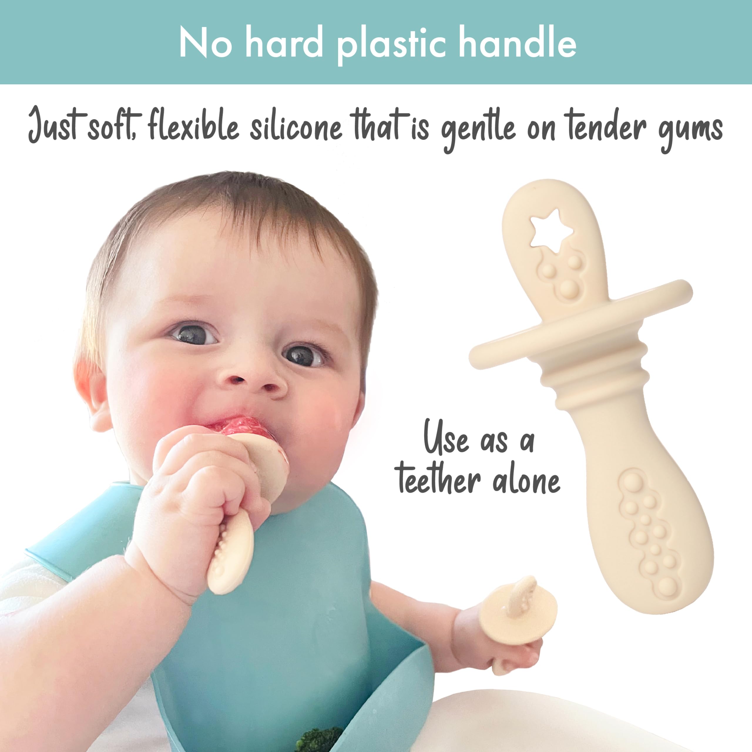 PrimaStella Silicone Baby Popsicle Mold - BPA Free Teething Toy for Infants 4+ Months | Dishwasher Safe | Dusty Rose Color | Perfect for Soothing Sore Gums & Making Healthy Homemade Baby Snacks