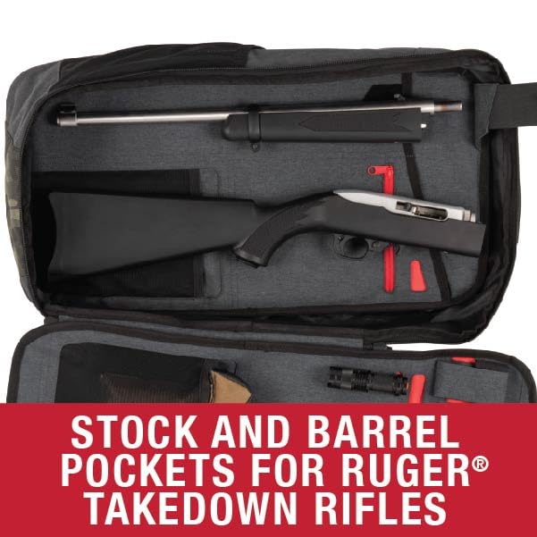 Allen Company Ruger 10/22 Takedown Rifle Backpack - Fits Ruger PC Carbine & 10/22 Takedown Models - Tactical Shooting Range Accessories Storage - Dual Water Bottle Pockets - Gray/Charcoal - Perfect for Range Days & Outdoor Hunting Adventures