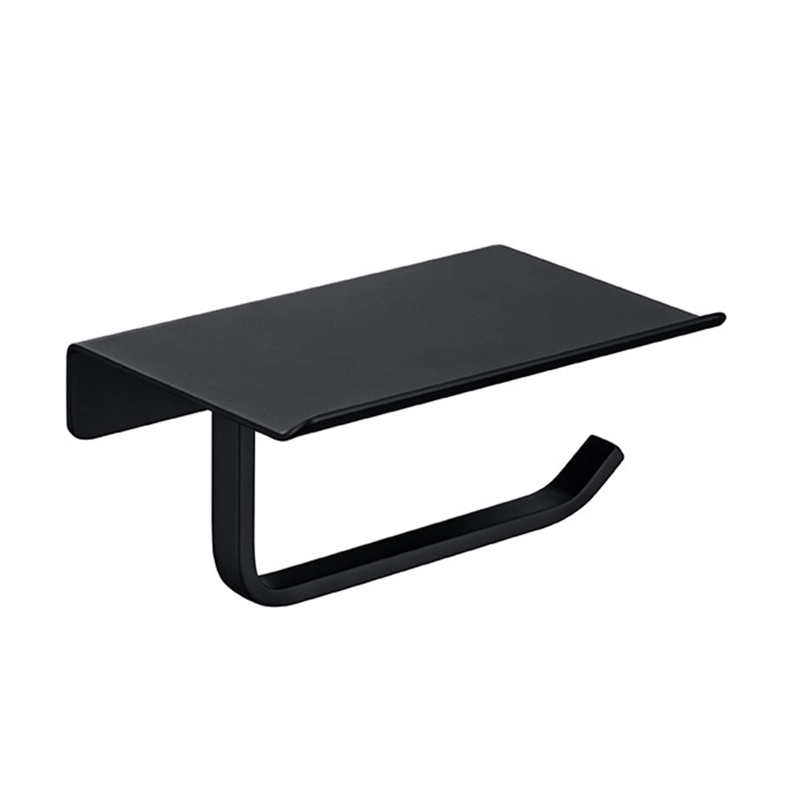 Stainless Steel Toilet Paper Holder with Phone Shelf - Wall Mounted Bathroom Tissue Roll Dispenser - Matte Black - Durable SUS 304 - Perfect for Small Bathrooms & Modern Home Decor
