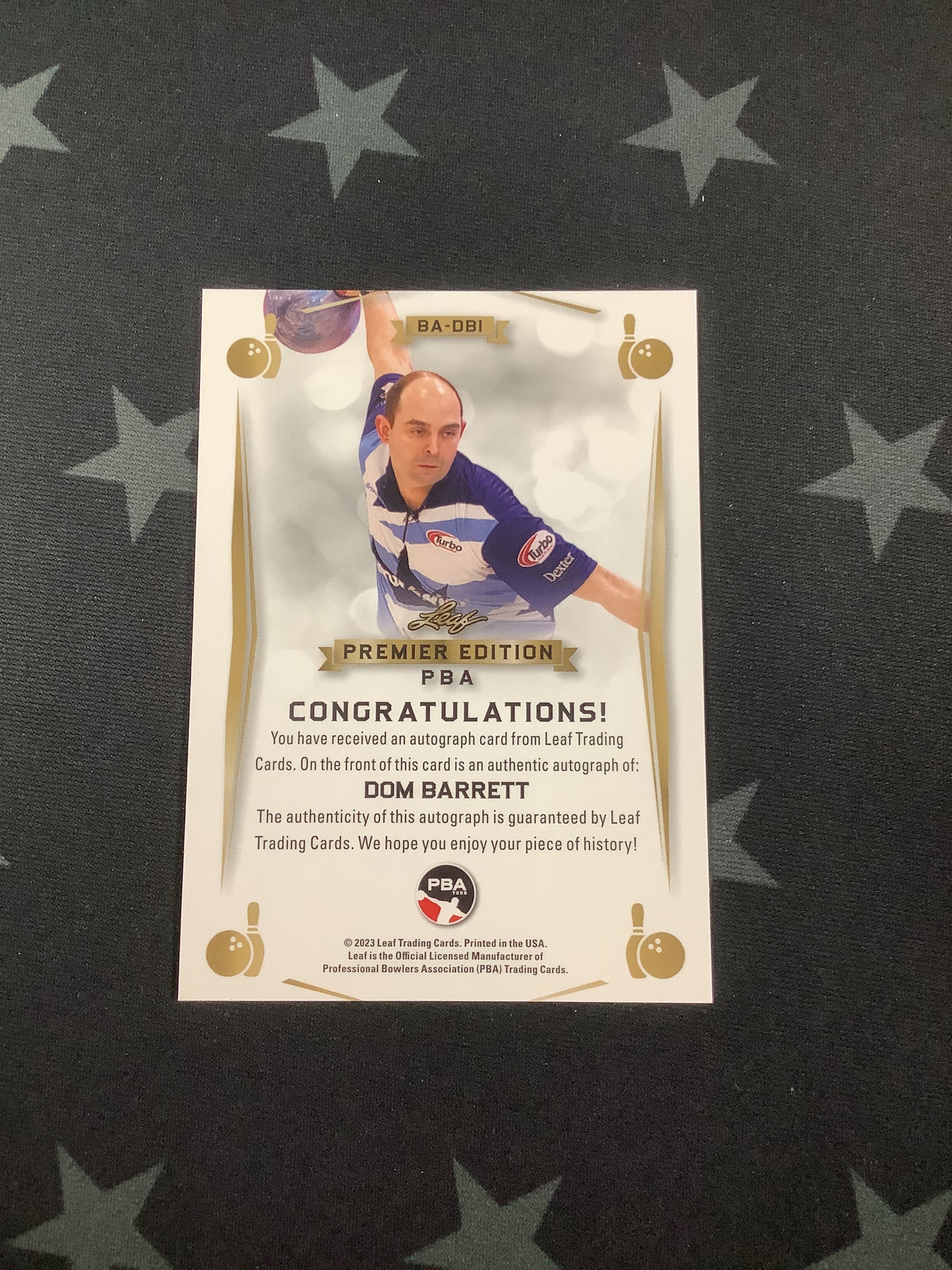 2023 LEAF PREMIER EDITION PBA DOM BARRETT AUTOGRAPHED BASEBALL CARD DB1 - Perfect for Sports Collectors & Trading Card Enthusiasts